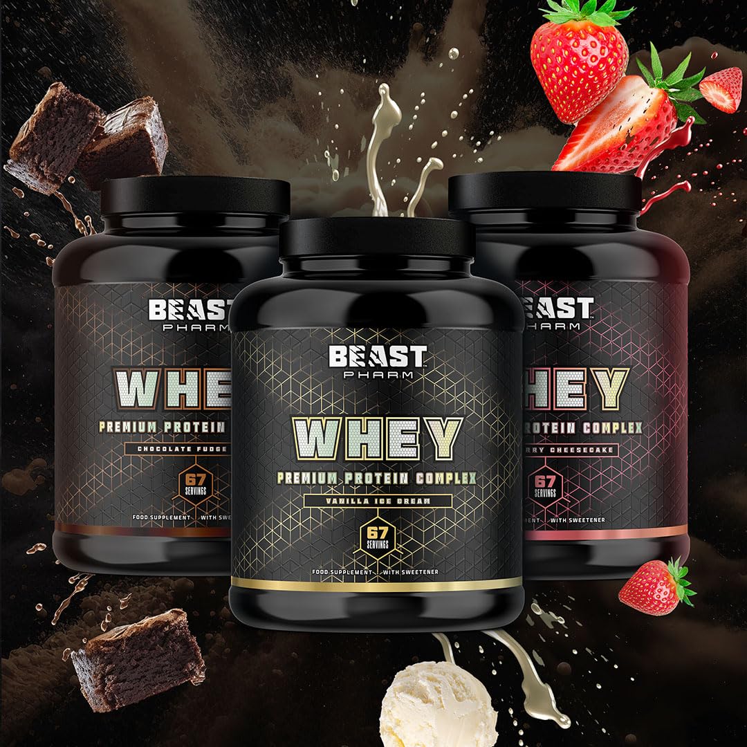 Beast Pharm | WHEY Protein Powder | 2.01kg/67 Servings | Vanilla Ice Cream Beast Pharm uk supplements