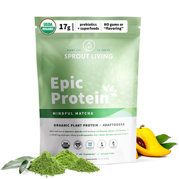 Sprout Living Epic Protein, Plant Based Protein & Superfoods Powder, Mindful Matcha Sprout Living uk supplements