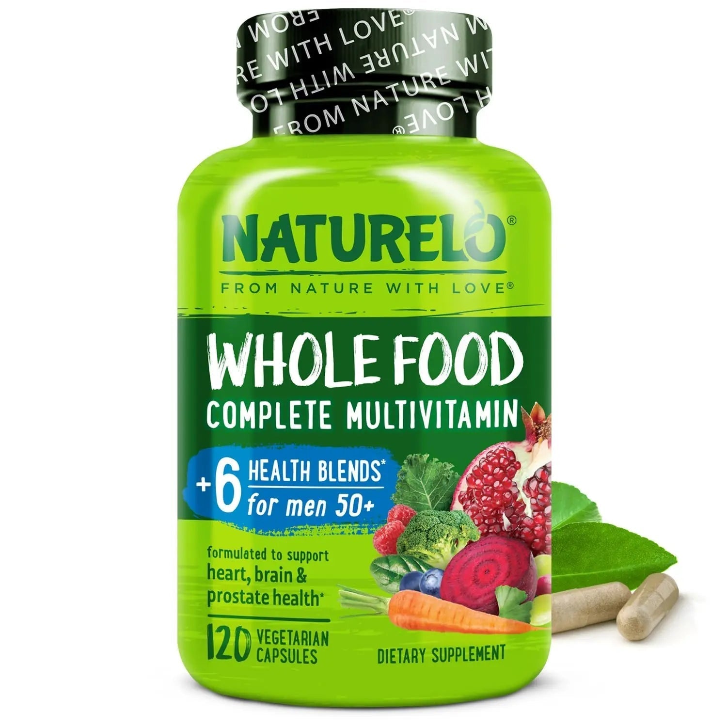 NATURELO Whole Food Multivitamin for Men 50+ - with Vitamins, Minerals, Organic Herbal Extracts - Vegan Vegetarian NATURELO uk supplements