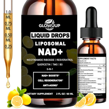 NAD Supplements for Women & Men, Liposomal NAD Nicotinamide Riboside Resveratrol 900mg w. B3 Vitamin Quercetin TMG, Liquid Resveratrol NAD Plus Supplement for Anti-Aging Energy Focus Longevity GLOVVUUP uk supplements