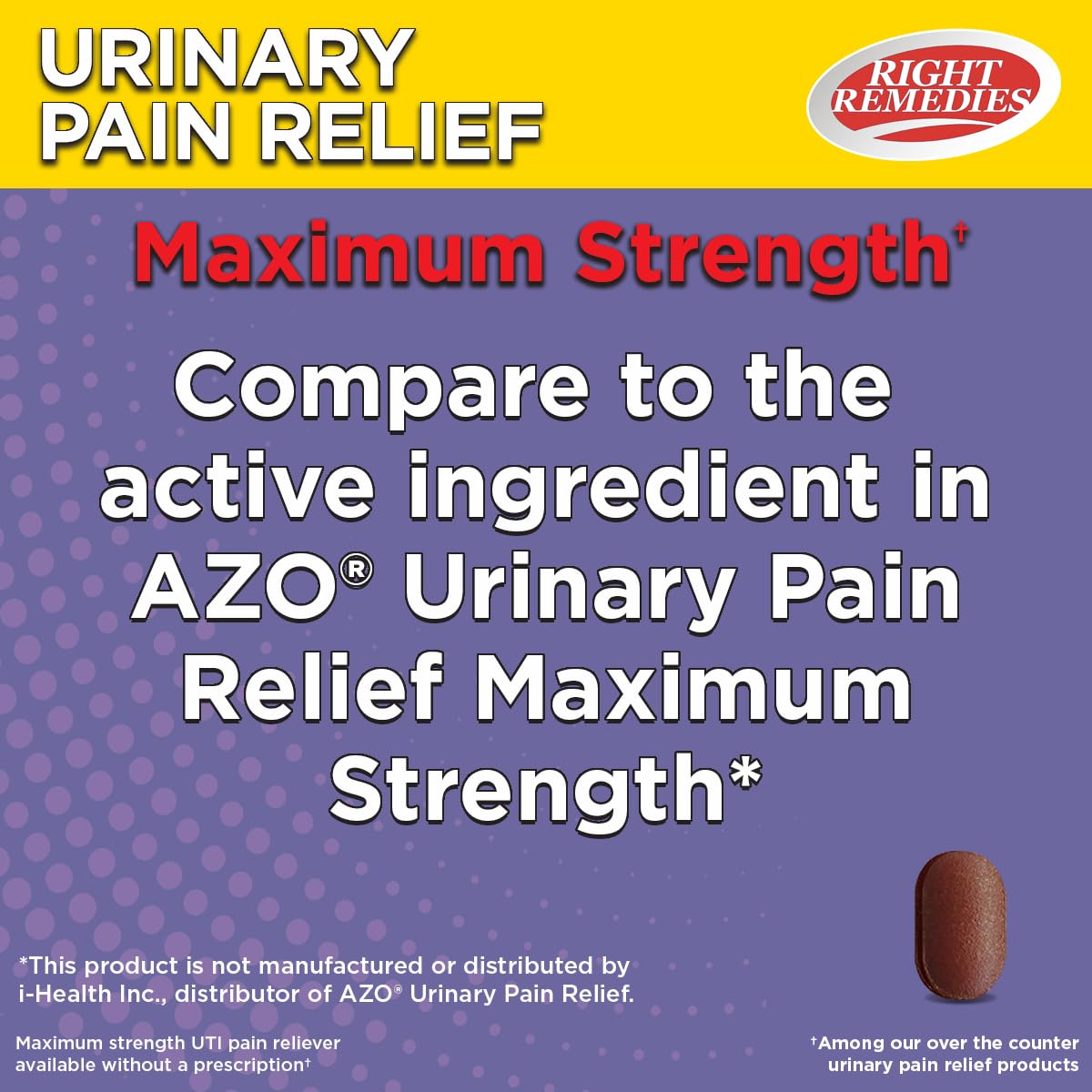 RIGHT REMEDIES Urinary Pain Relief Phenazopyridine HCl 99.5mg Tablets | Maximum Strength OTC for Fast Relief of UTI Pain, Burning and Bladder discomfort | Generic AZO Maximum Strength (72 Count) RIGHT REMEDIES uk supplements