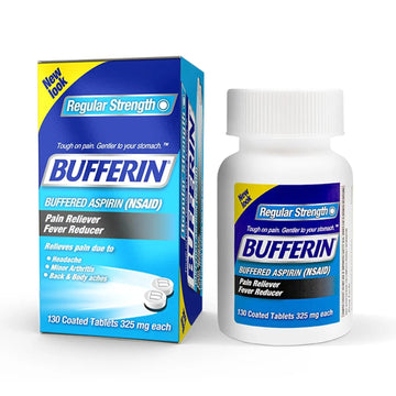Bufferin Aspirin 325mg, Pain Reliever & Fever Reducer, with 3 Buffering Agents Relieves 7 Types of Pain: Headaches, Back Ache, Arthritis, Muscle Aches & More, for Adults, 130 Coated Tablets, 1-Pack Bufferin uk supplements