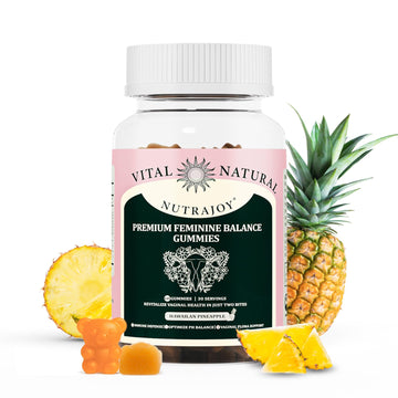 NUTRAJOY Premium Feminine Balance Gummies, for Women's Ph Health, Vaginal Wellness Support, Immune Support, Energy Support, Hawaiian Pineapple, Vegan Gluten-Free, 60 Gummies NUTRAJOY uk supplements
