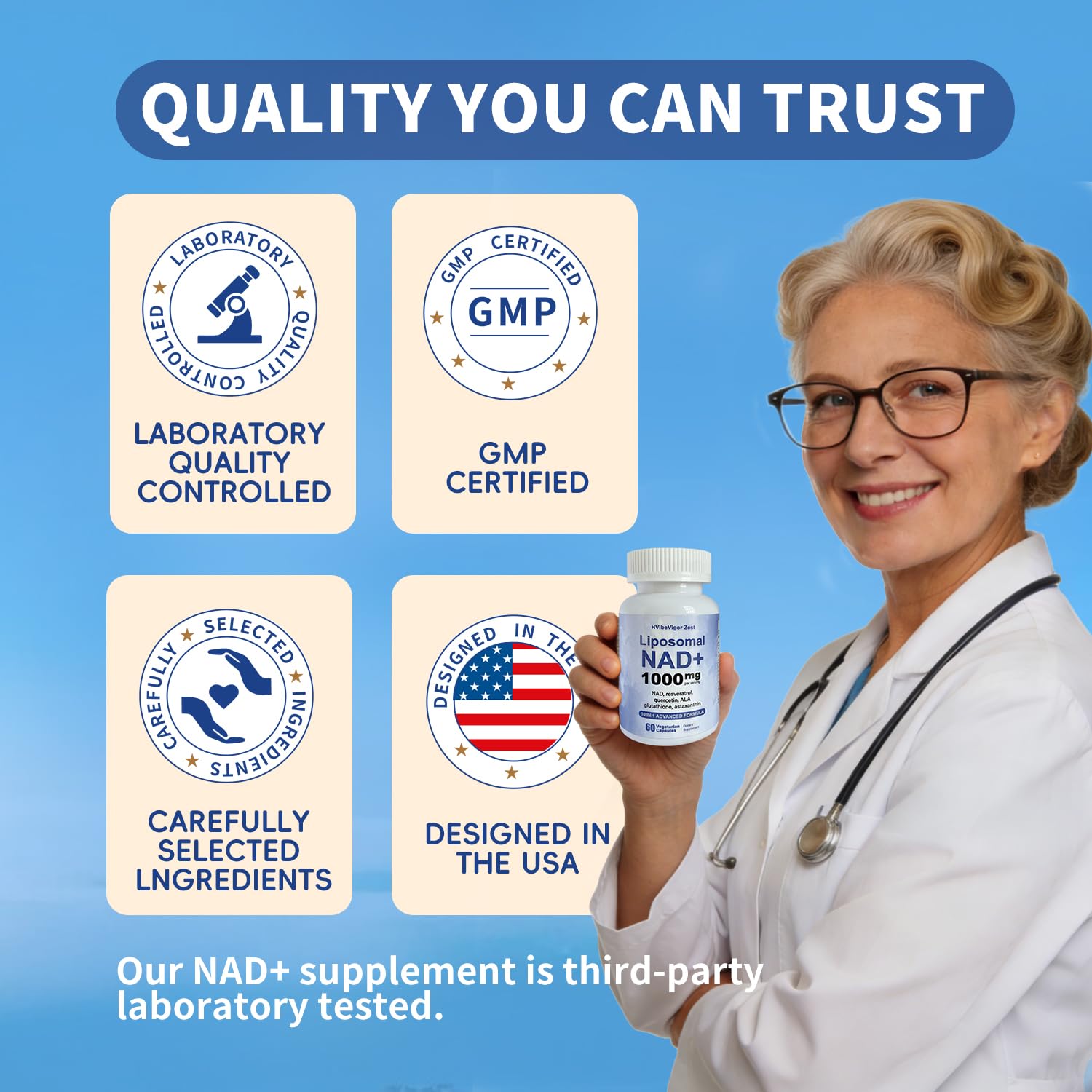 NAD Supplement 1000mg, Liposomal NAD+ Supplement with Resveratrol, Glutathione & Astaxanthin - Support Cellular Health, Stamina & Healthy Aging, NMN Supplement Alternative – 60 Capsules HVibeVigor Zest uk supplements