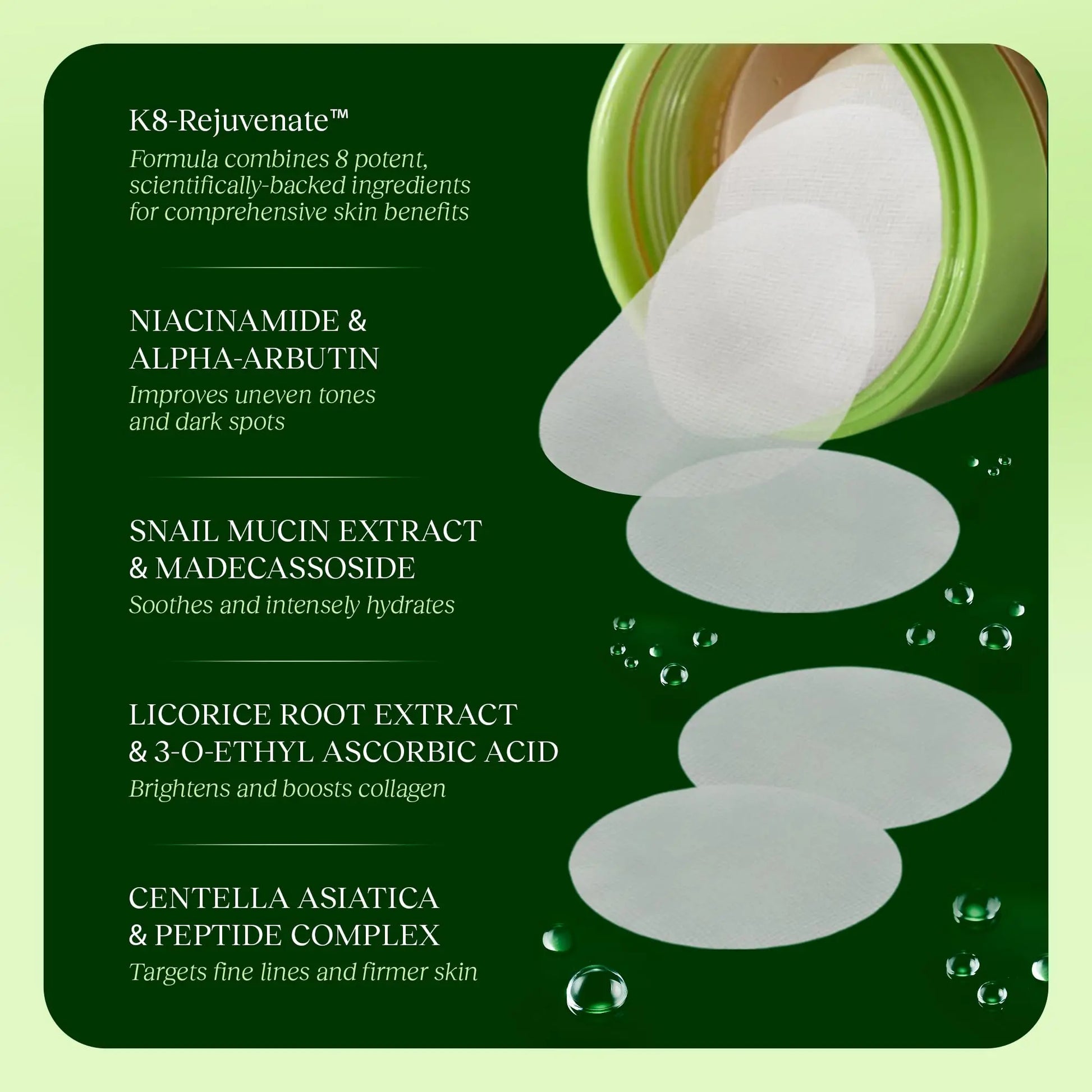 JiYu Toning Polish Pads - Korean Skincare for Dark Spots, Wrinkles & Dull Skin - Hydrating Facial Treatment with Snail Mucin, Niacinamide, Peptides & Centella - 100 Count JiYu uk supplements