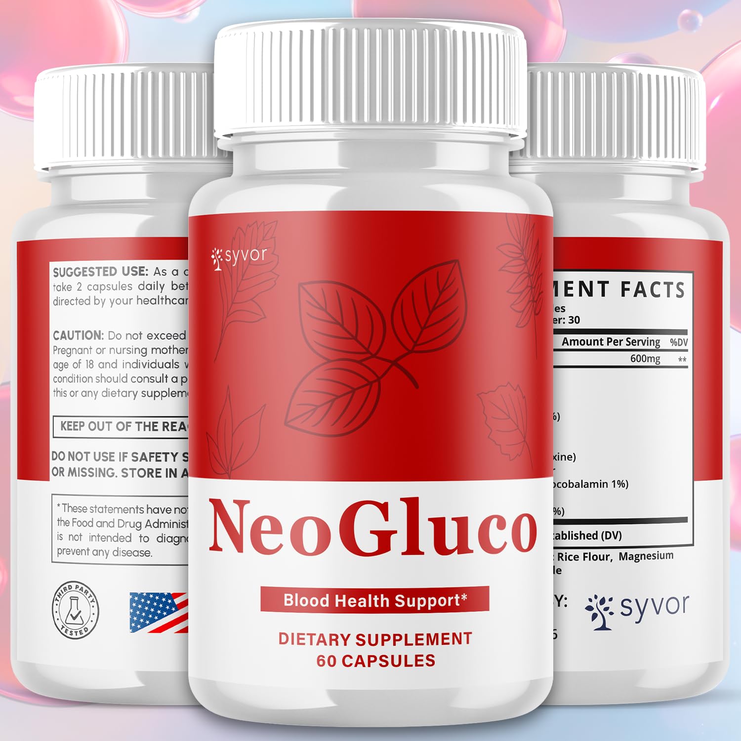 NeoGluco Capsules, Official NeoGluco Glycogen Support Pills with All Natural Ingredients, Advanced Formula Health Supplement with Maximum Strength Premium Vitamins for Women & Men (60 Capsules) Syvor uk supplements
