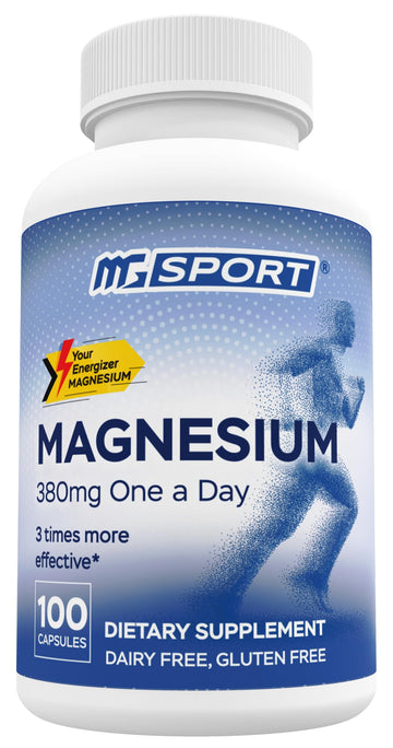 MGSPORT Magnesium Supplement 380mg - High Absorption Magnesium Complex Formula with Vitamins B6, D, E - Supports Muscle Function and Sleep Quality - 100 Servings MgSport uk supplements