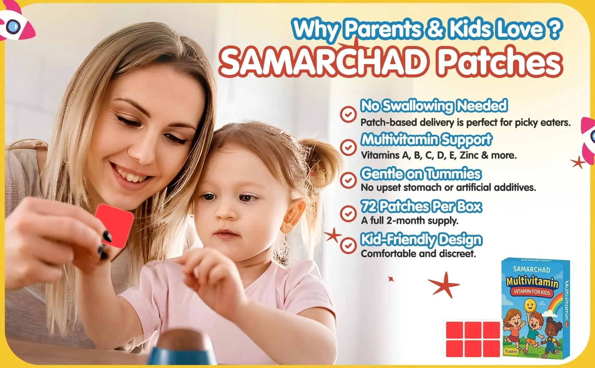 SAMARCHAD Kids Multivitamin Patches Daily Vitamin Patch for Children Natural, Sugar-Free No Swallowing Immune & Growth Support SAMARCHAD uk supplements