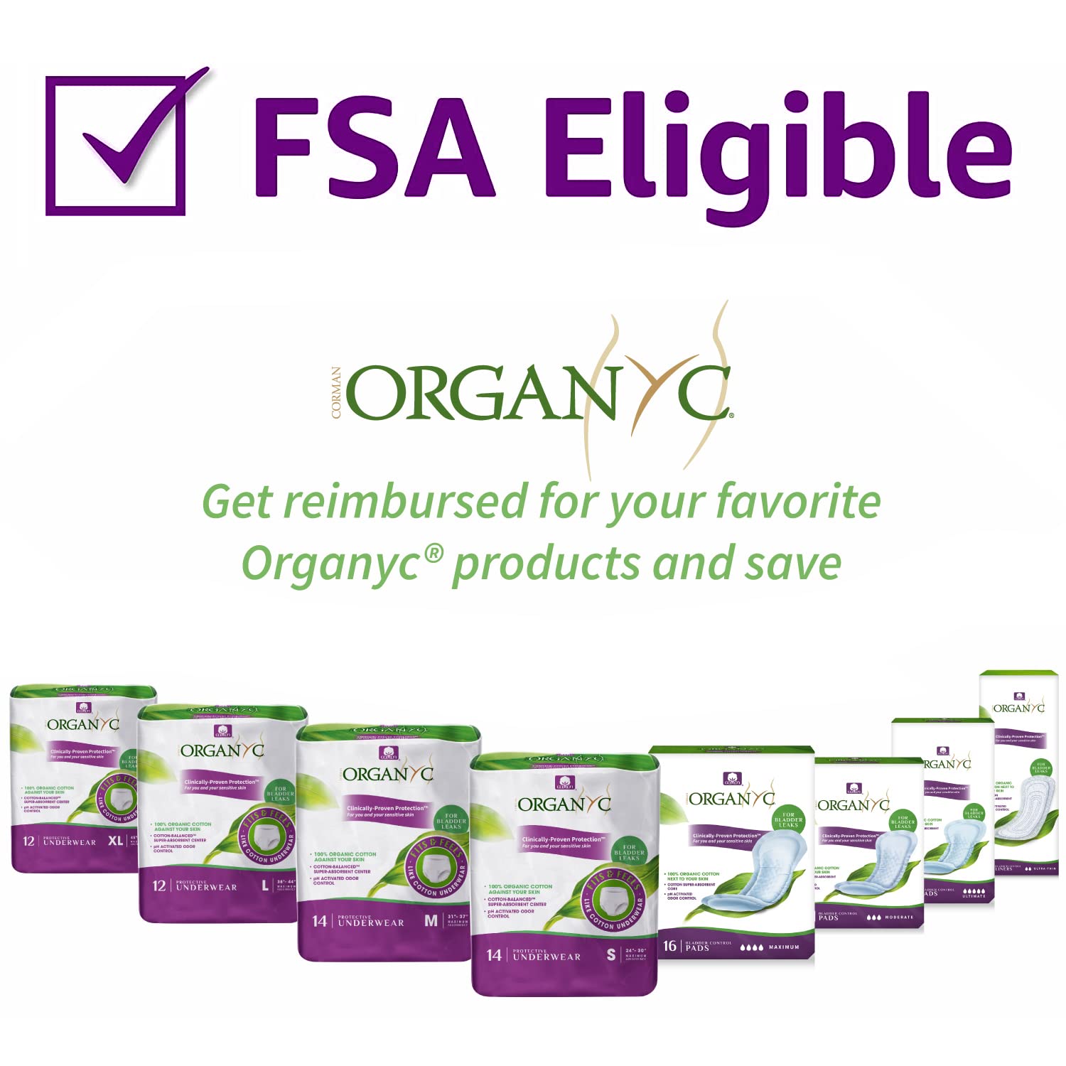 Organyc 100% Organic Cotton Light Incontinence Liners for Bladder Leakage Control Organyc uk supplements