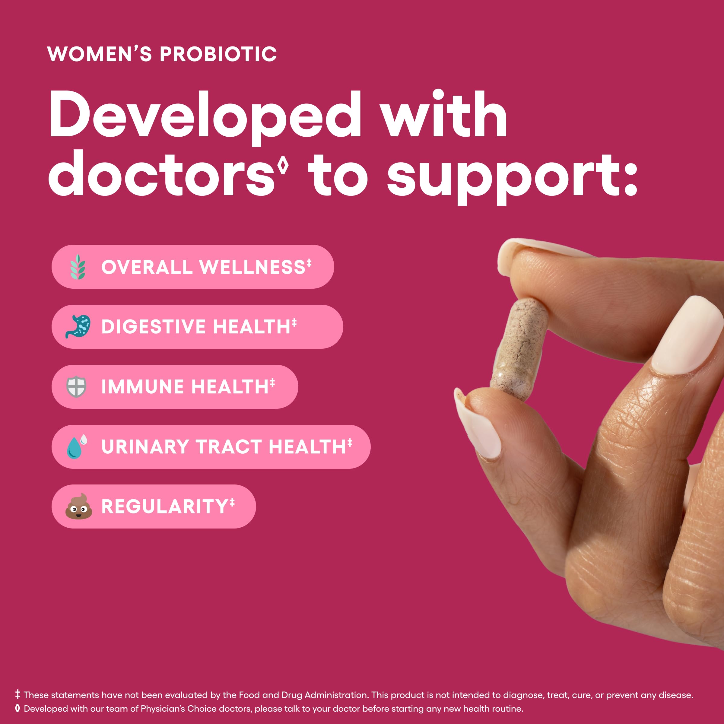 Physician's CHOICE Probiotics for Women - PH Balance, Digestive, UT, & Feminine Health - 50 Billion CFU - 6 Unique Strains for Her - Organic Prebiotics, Cranberry Extract+ - Women Probiotic - 30 CT Physician's CHOICE uk supplements