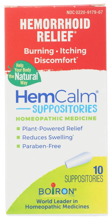 Boiron HemCalm Suppositories for Hemorrhoid Relief of Pain, Itching, Swelling or Discomfort - 10 Count Boiron uk supplements