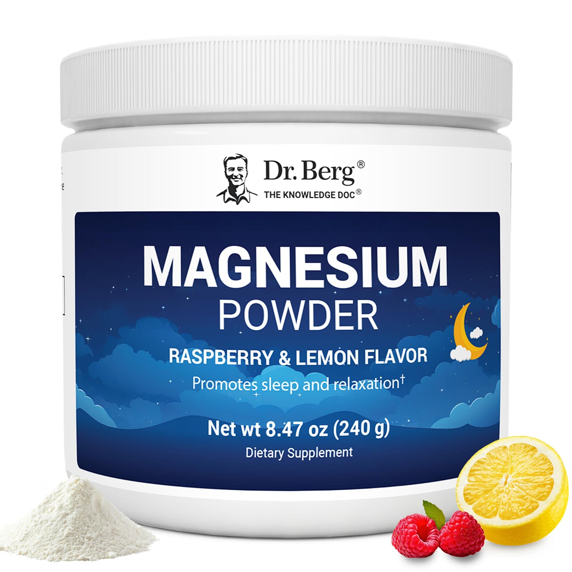 Dr. Berg Magnesium Glycinate Powder for Sleep, Relaxation, & Stress Relief - Now Includes Vitamin D3 & Zinc - Delicious Raspberry & Lemon Flavor (50 Servings) Magnesium Powder - Magnesium Drink Powder Dr. Berg Nutritionals uk supplements