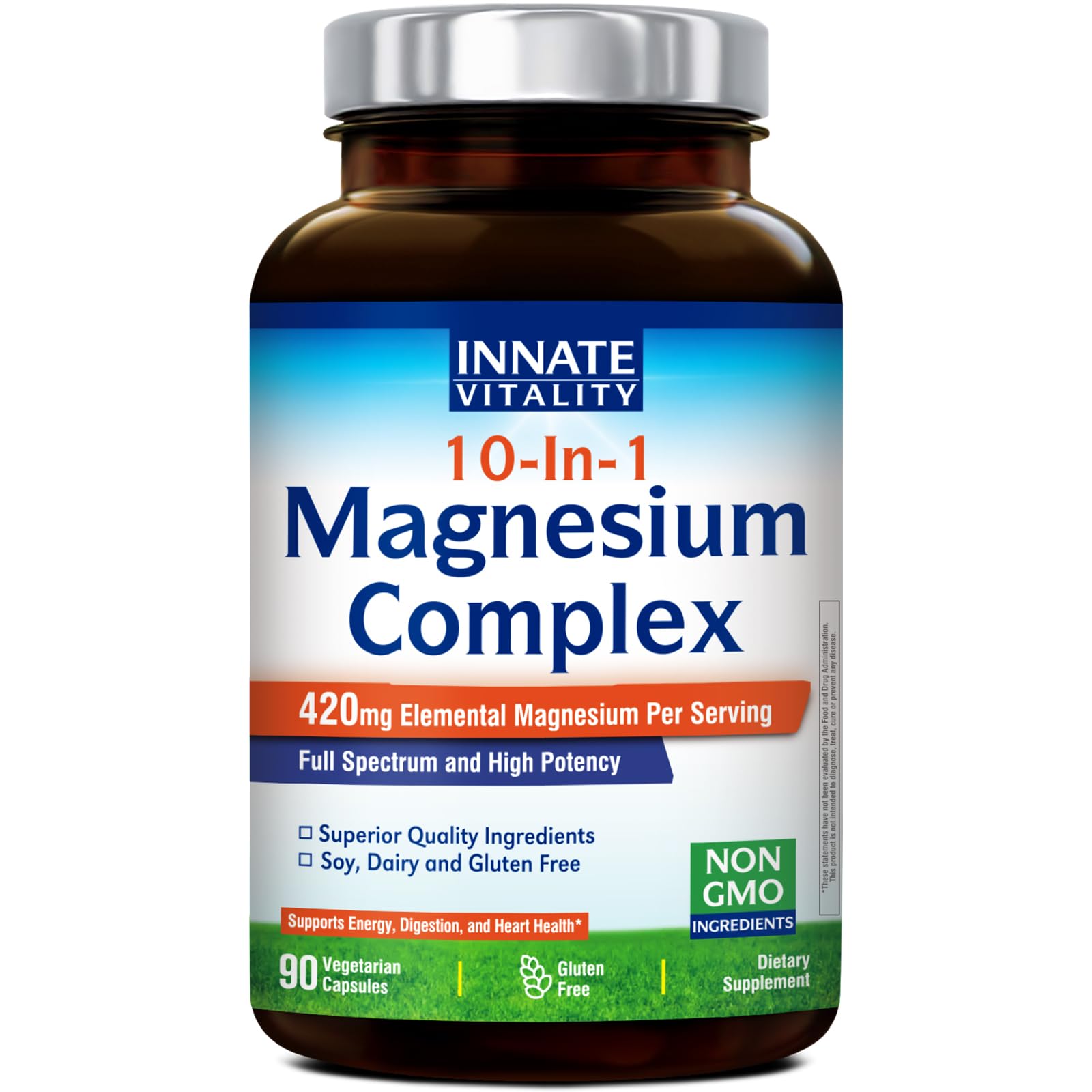 Innate Vitality 10-in-1 Magnesium Complex 960mg, 420mg Elemental Mag per Serving, with Magnesium Glycinate, Citrate, Malate, and More, Sleep, Digestion, Energy Support, 90 Vegan Caps Innate Vitality uk supplements