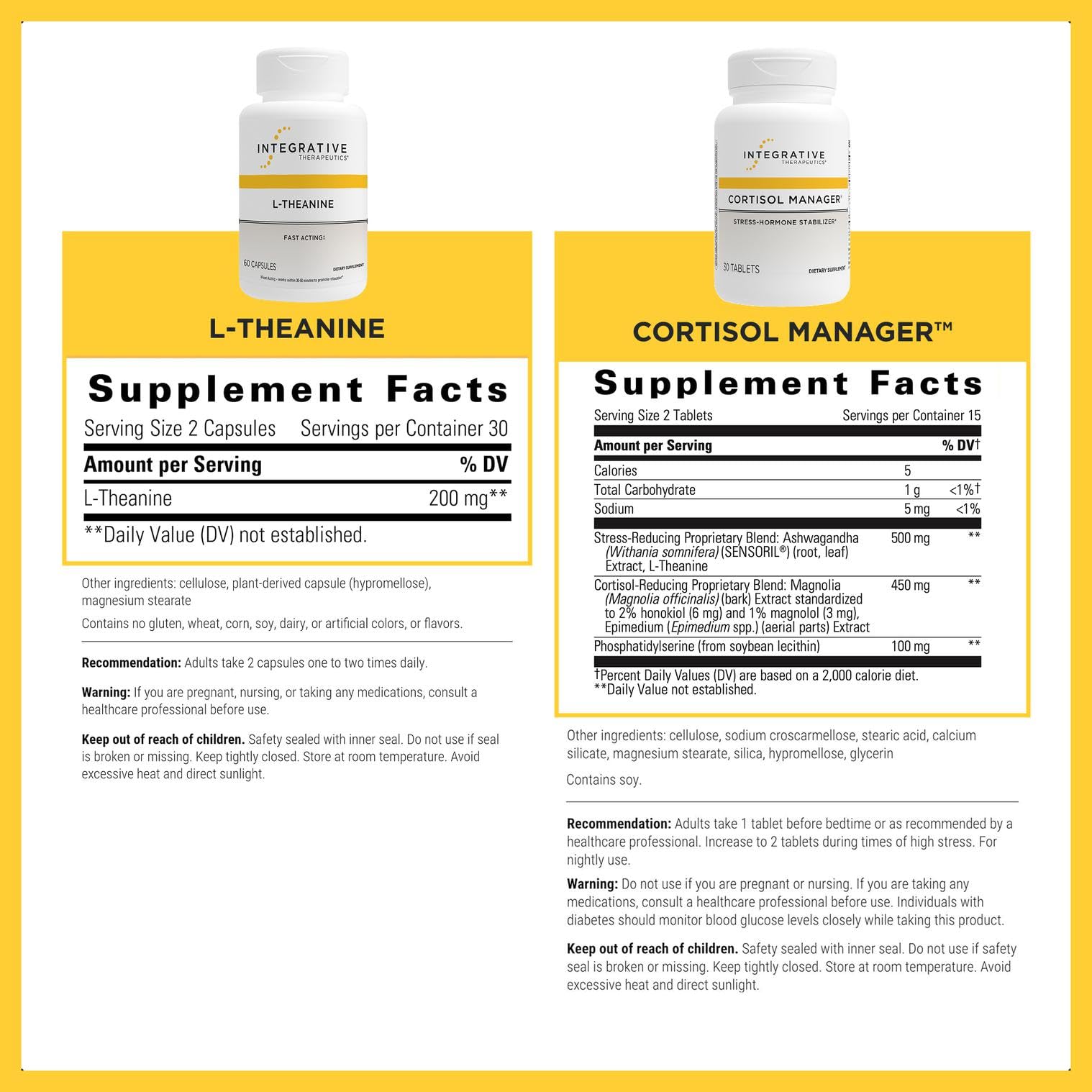 Integrative Therapeutics Cortisol Manager & L-Theanine Integrative Therapeutics uk supplements