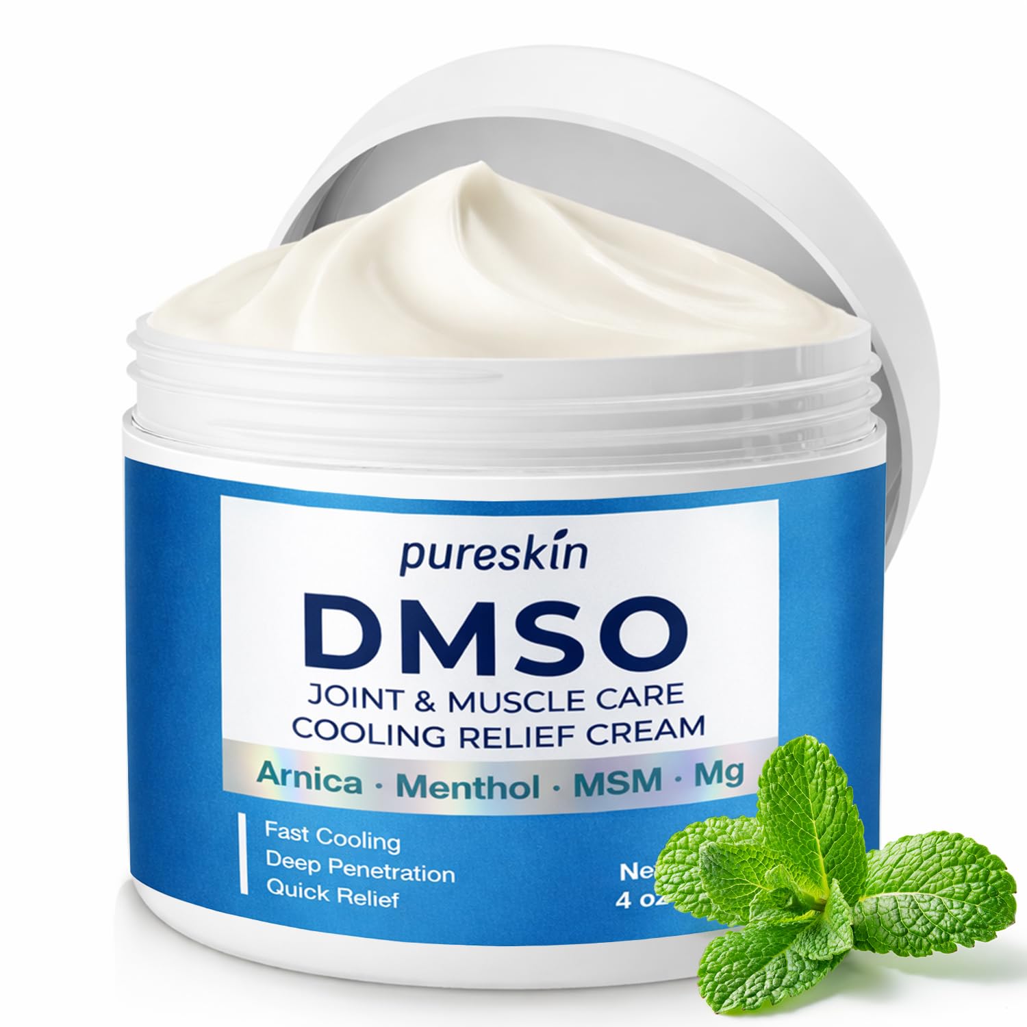 PURESKIN DMSO Relief Cream – Pharmaceutical Grade Fast-Absorbing Cooling Formula for Active Lifestyles – Lightweight Cream with Arnica, MSM, Magnesium, Menthol & Aloe, 4 oz PURESKIN uk supplements