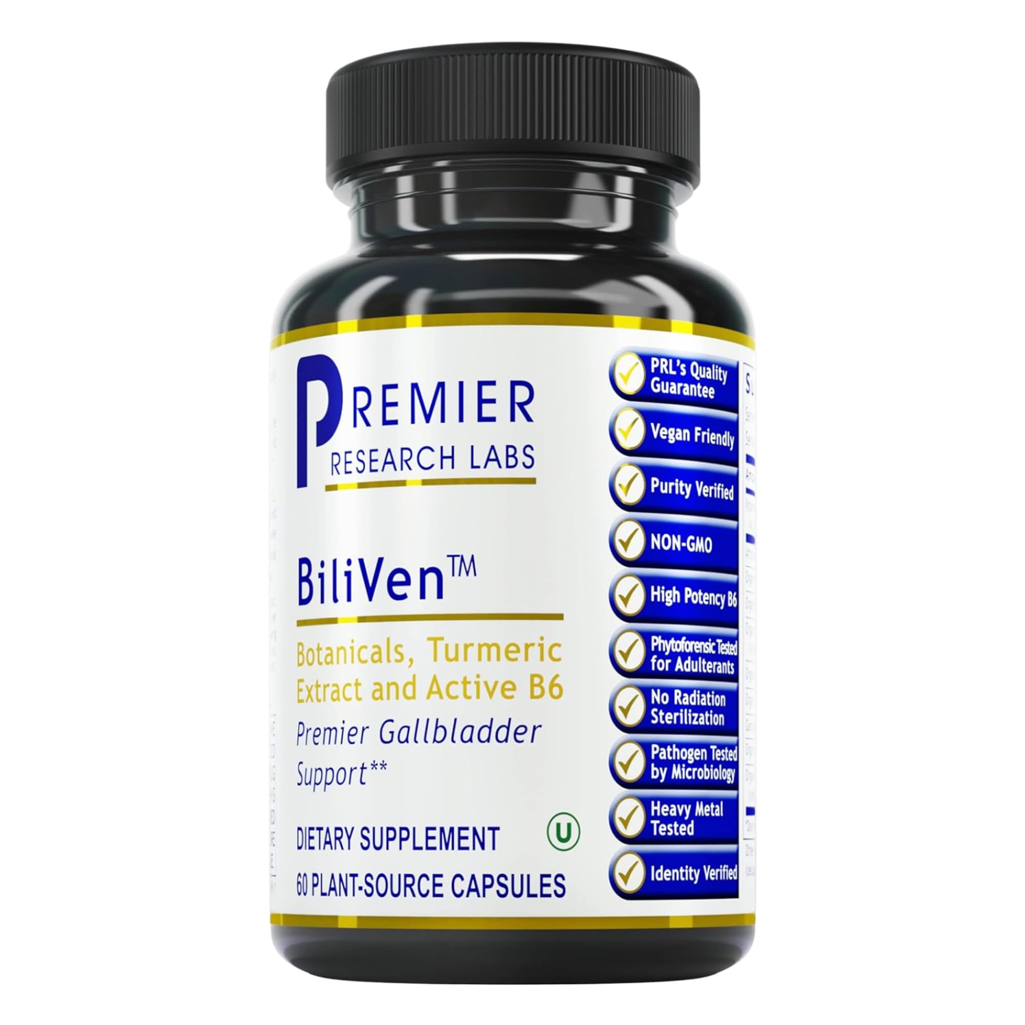 Premier Research Labs BiliVen -Gallbladder & Liver Cleanse Supplement, Gallbladder Support Pills with Artichoke Extract, Milk Thistle, Vitamin B6, Beet Root, Turmeric, Curcumin- 60 Vegetarian Capsules Premier Research Labs uk supplements