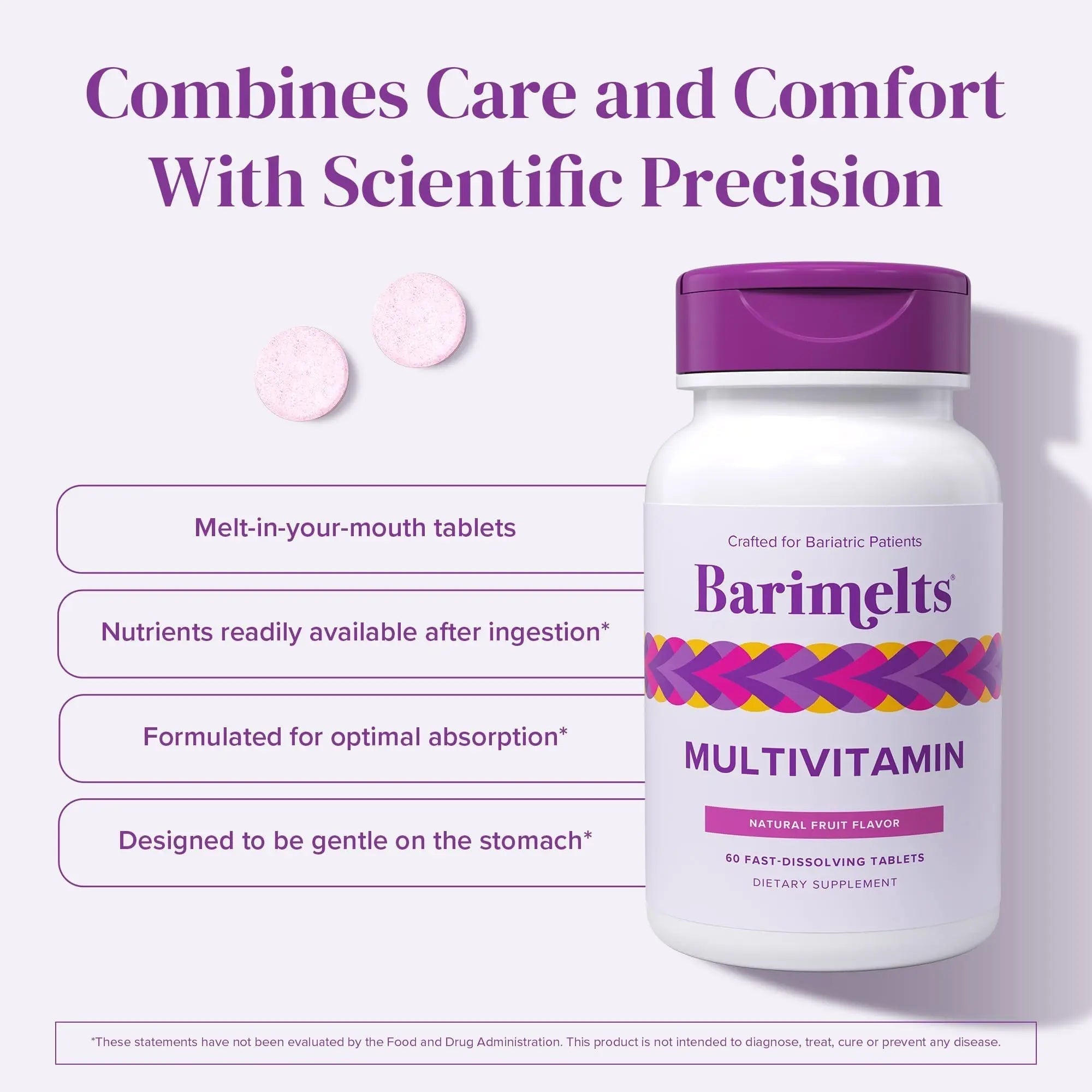 BariMelts Multivitamin, 60 Fast-Dissolving Tablets (1-Month Supply), Sugar-Free Bariatric Multivitamin for Women, Natural Fruit Flavor BariMelts uk supplements