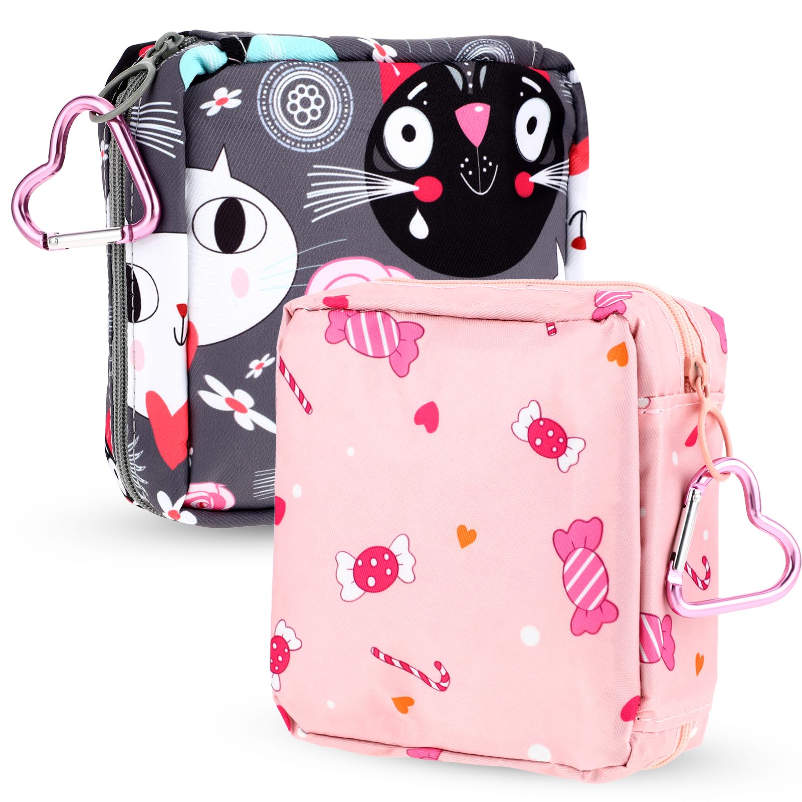 Abeillo 2Pcs Period Bag with Heart Carbiner, Sanitary Pad Storage Bag Samll Period Pouch Abeillo uk supplements