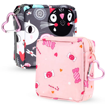 Abeillo 2Pcs Period Bag with Heart Carbiner, Sanitary Pad Storage Bag Samll Period Pouch Abeillo uk supplements