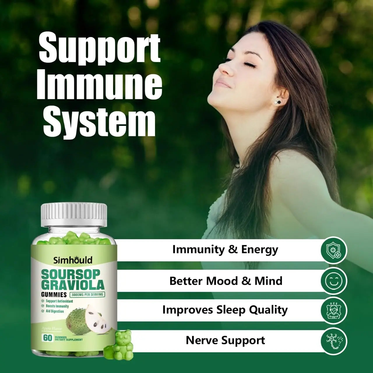 Simhould 1 Pack Soursop Graviola Gummies Simhould uk supplements