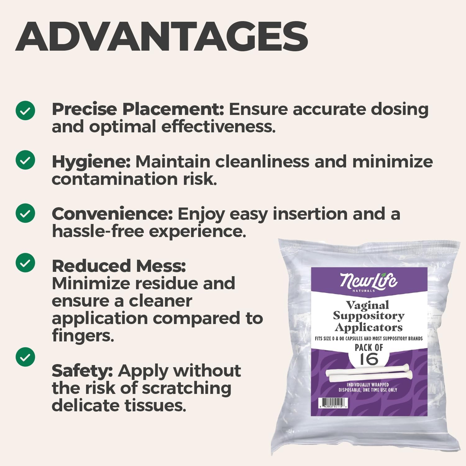 NewLife Naturals Vaginal Suppository Applicators for Boric Acid Suppositories, Size 0 & 00 Capsules, and Pills & Tablets – Individually Wrapped Disposable Applicators – Pack of 28 (Made in USA) NewLife Naturals uk supplements
