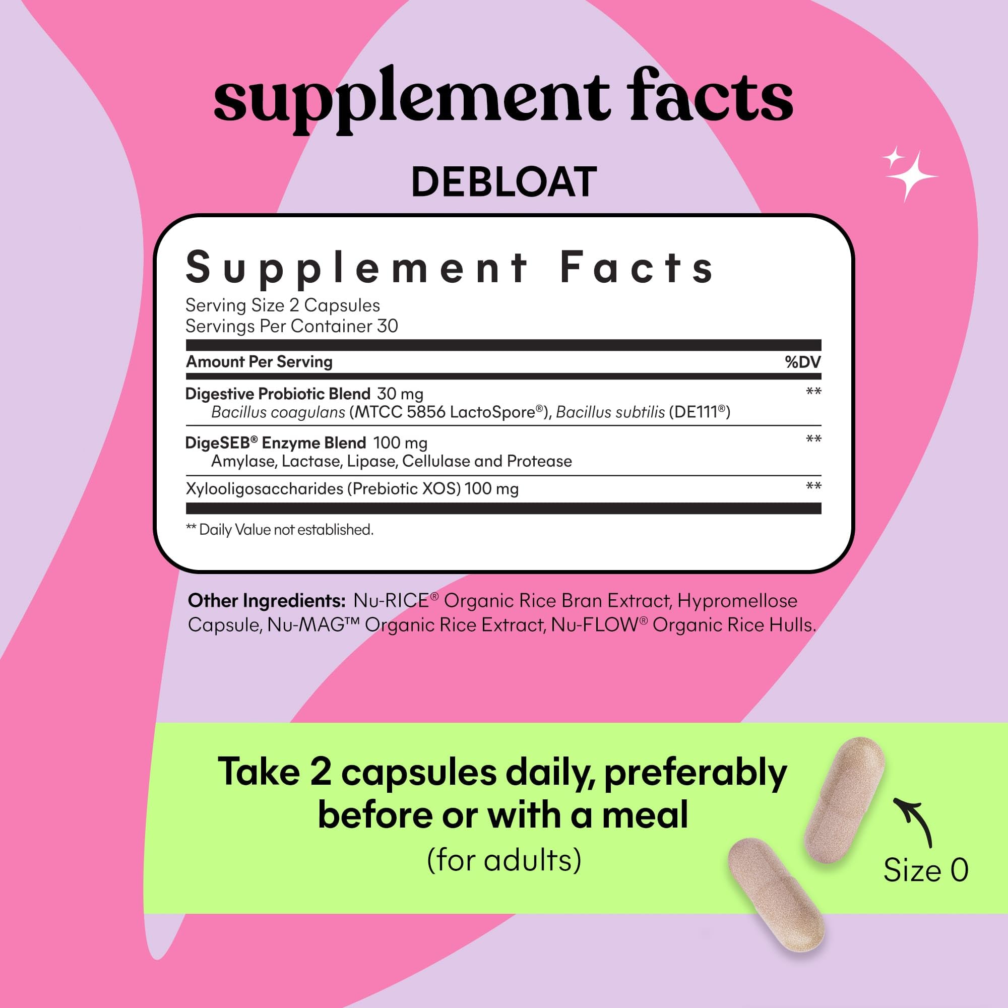 Lemme Debloat 3-in-1 Prebiotic, Probiotic & Digestive Enzyme Capsules for Bloating & Gas Relief - 2 Clinically Studied Probiotics w/5 Digestive Enzymes to Improve Digestion, Women & Men, (60 Count) Lemme uk supplements