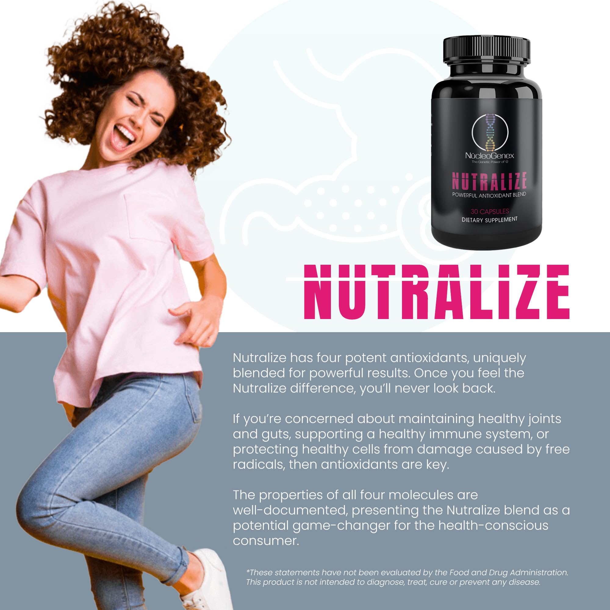 Nucleogenex - Nutralize - The Key to Supporting a Healthy Aging Process and Immune System - Potent Blend for Powerful Cell Protection - Xanthohumol, CurcuPrime, C-60 Complex, PureQQ - 30 Capsules NucleOGenex uk supplements