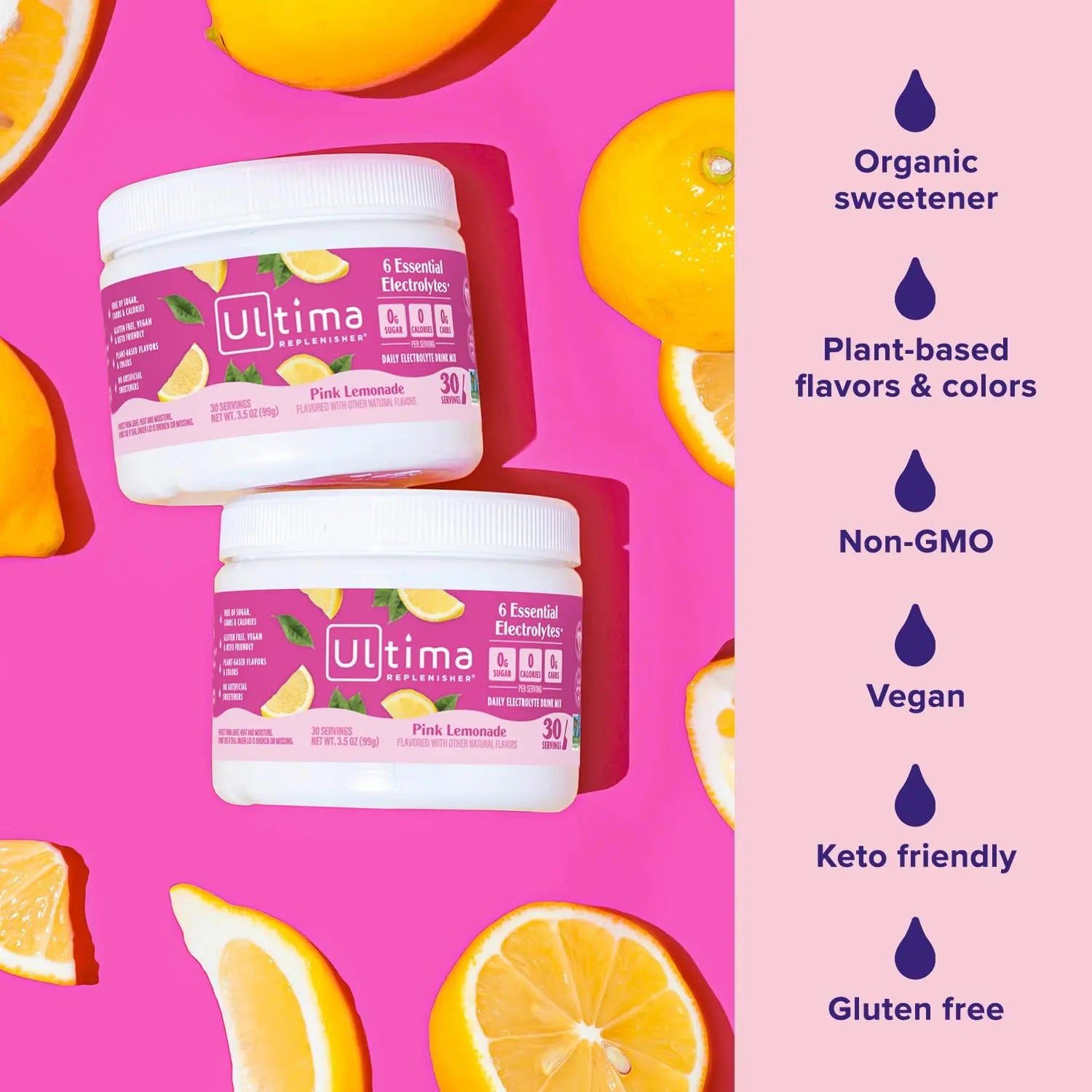 Ultima Replenisher Daily Electrolyte Powder Drink Mix – Pink Lemonade, 30 Servings Canister – Zero Sugar Hydration Powder with 6 Electrolytes & Minerals Ultima Replenisher uk supplements