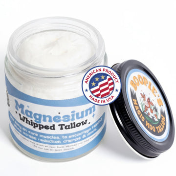 Magic Moo Magnesium Whipped Tallow Skincare for sore muscles, sleep, muscle and period cramps, stress, relaxation & more. Topical magnesium that works. Boopie's Magic Moo Tallow uk supplements