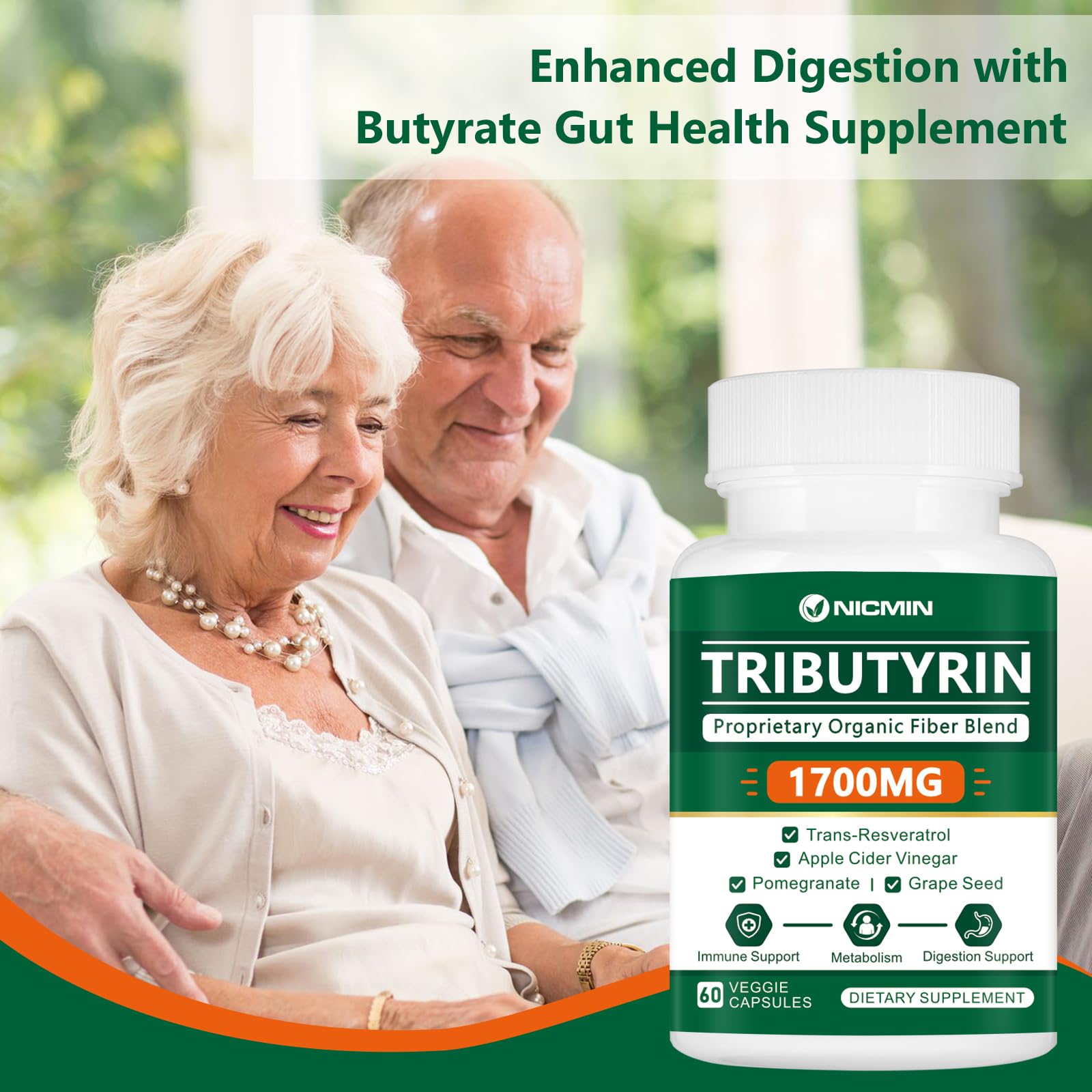 NICMIN Tributyrin Supplement - Premium Butyrate Gut Health Supplement for Leaky Gut 60 Capsules NICMIN uk supplements