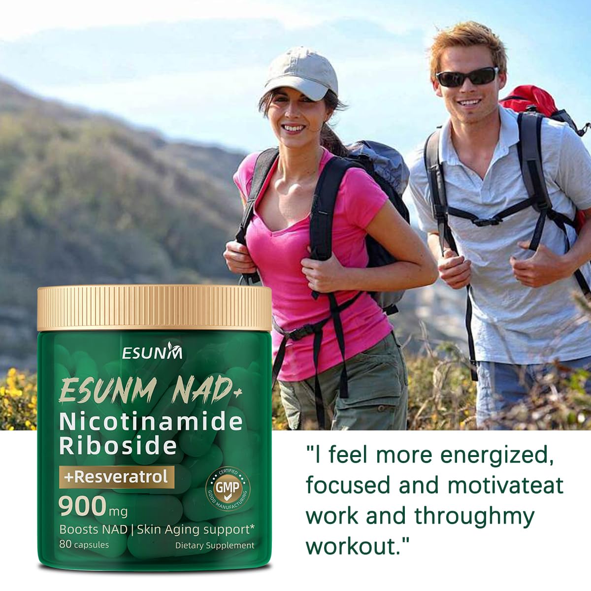 ESUNM Liposomal NAD+ Supplement with Resveratrol, NMN Supplement NAD Resveratrol Support Cellular Health, Stamina & Healthy Aging,Third-Party Tested，80 Capsules ESUNM uk supplements
