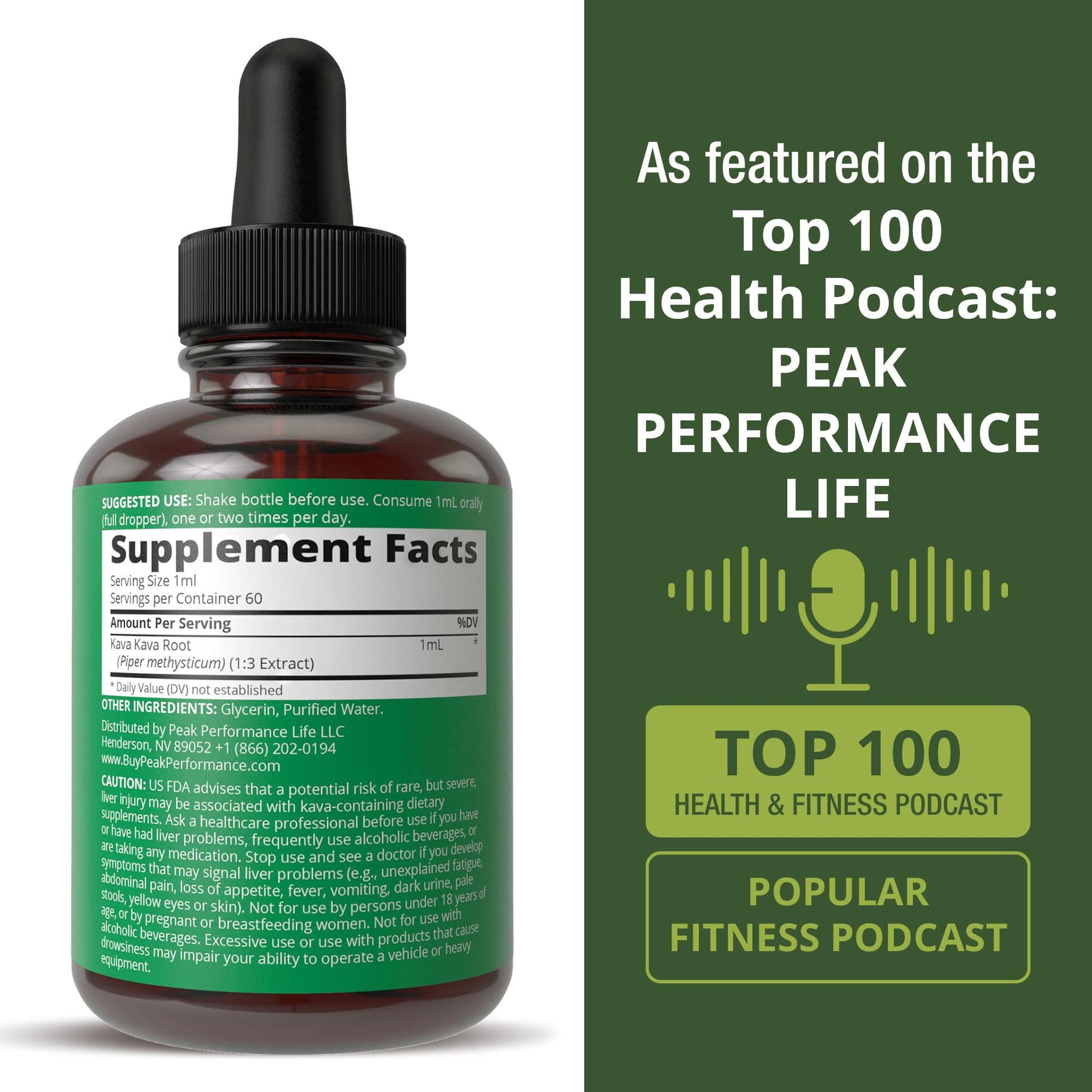 Peak Performance Kava Kava Root Extract Calming Liquid Drops More Concentrated - 1:3 Extraction Ratio. Vegan Supplement Aid for Relaxation, Natural Sleep. Sugar Free Gluten Free USA Tested Tincture Peak Performance uk supplements