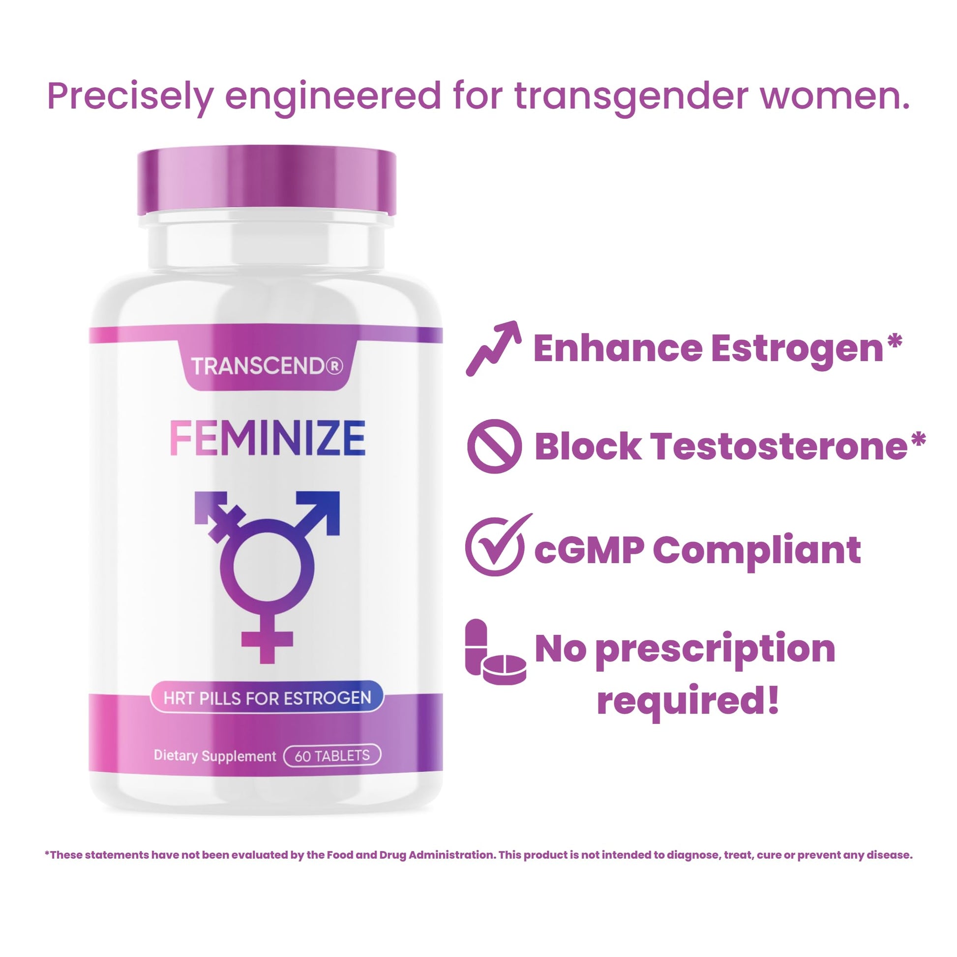 FEMINIZE Transcend HRT Pills for Estrogen - Potent HRT Estrogen Complex - Big Breats Soft Skin Feminizer FEMINIZE uk supplements