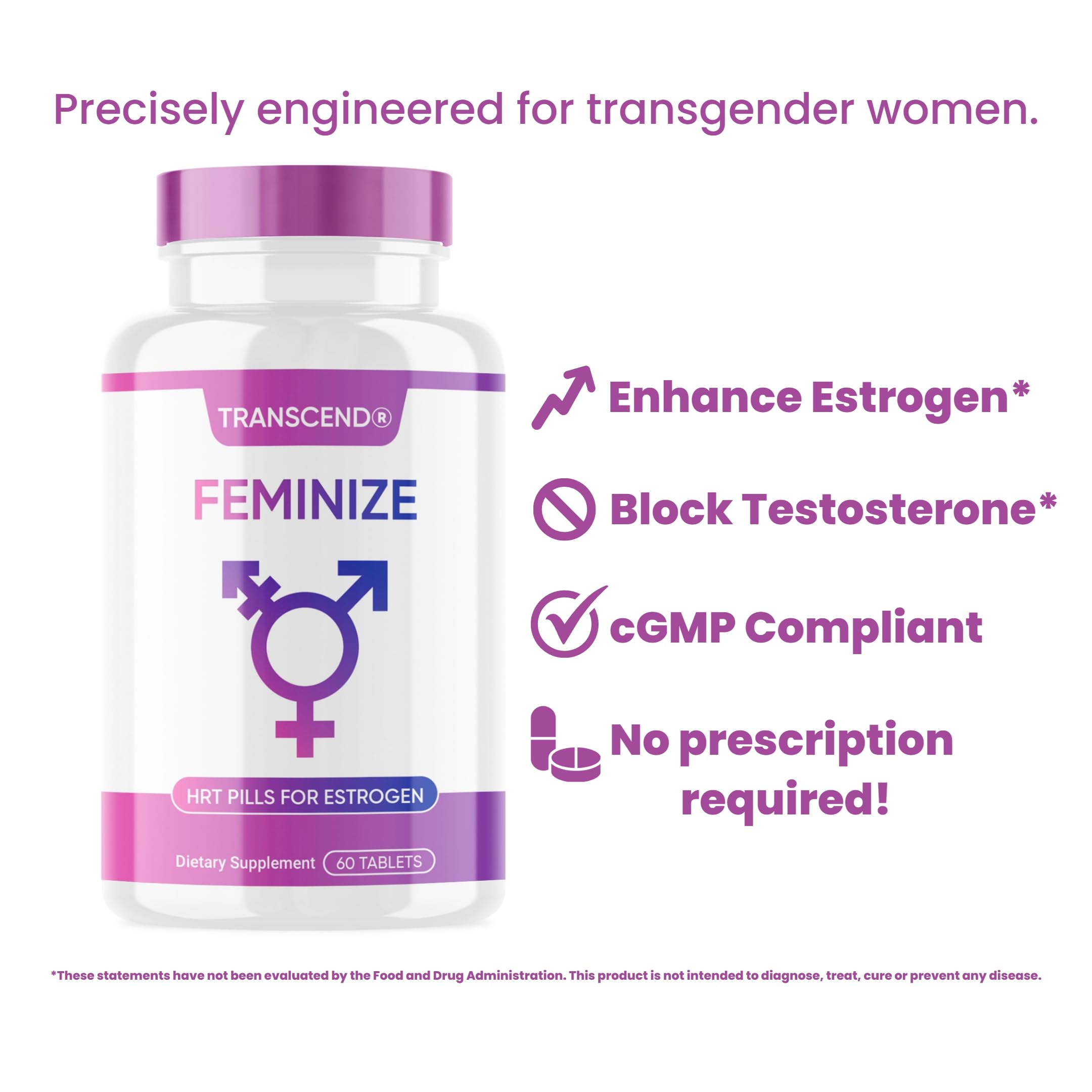 FEMINIZE Transcend HRT Pills for Estrogen - Potent HRT Estrogen Complex - Big Breats Soft Skin Feminizer FEMINIZE uk supplements