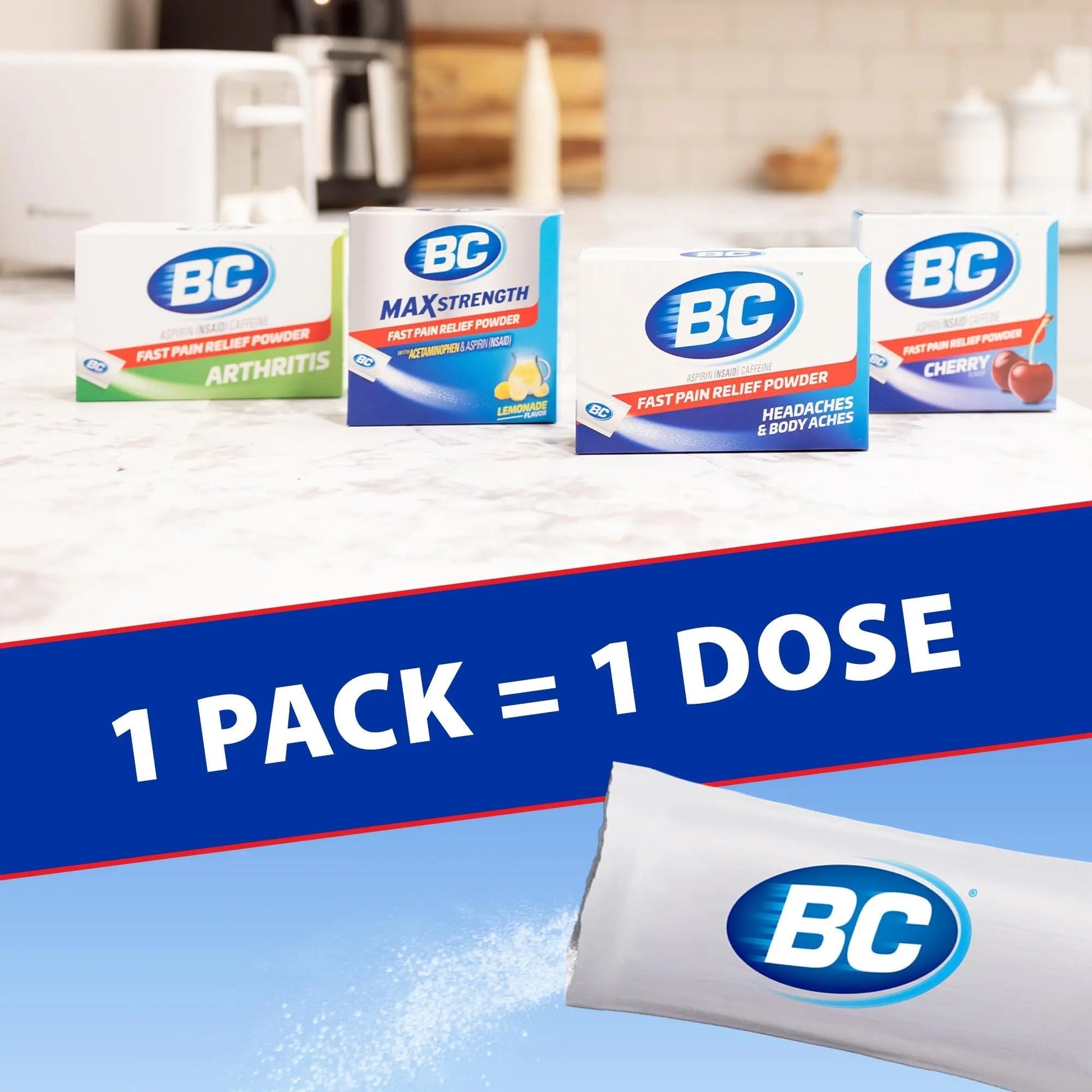 BC Powder Pain Reliever, Cherry Flavor Aspirin Dissolve Packs, 24 Count Powder Packets (2 Pack) BC uk supplements