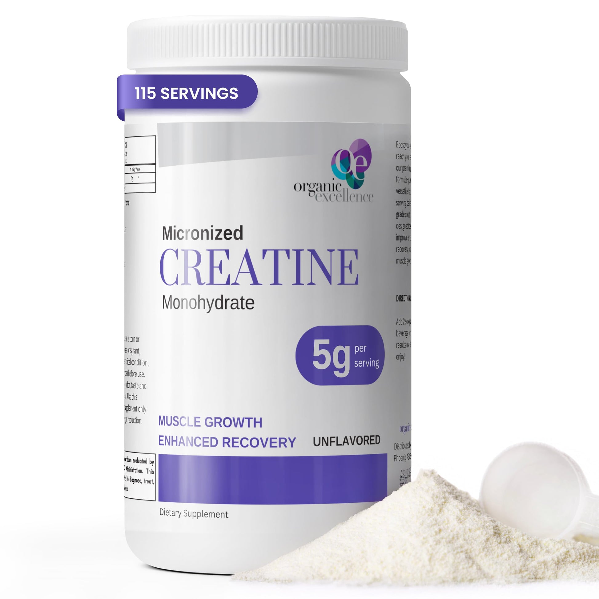 Organic Excellence Creatine Monohydrate – Micronized Creatine Powder for Muscle Growth, Strength & Recovery – Unflavored, 115 Servings Organic Excellence uk supplements