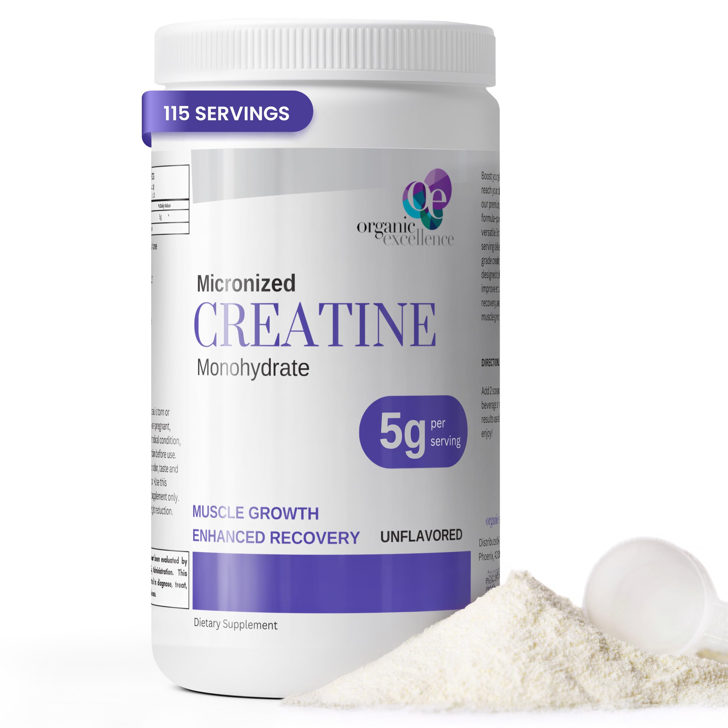 Organic Excellence Creatine Monohydrate – Micronized Creatine Powder for Muscle Growth, Strength & Recovery – Unflavored, 115 Servings Organic Excellence uk supplements