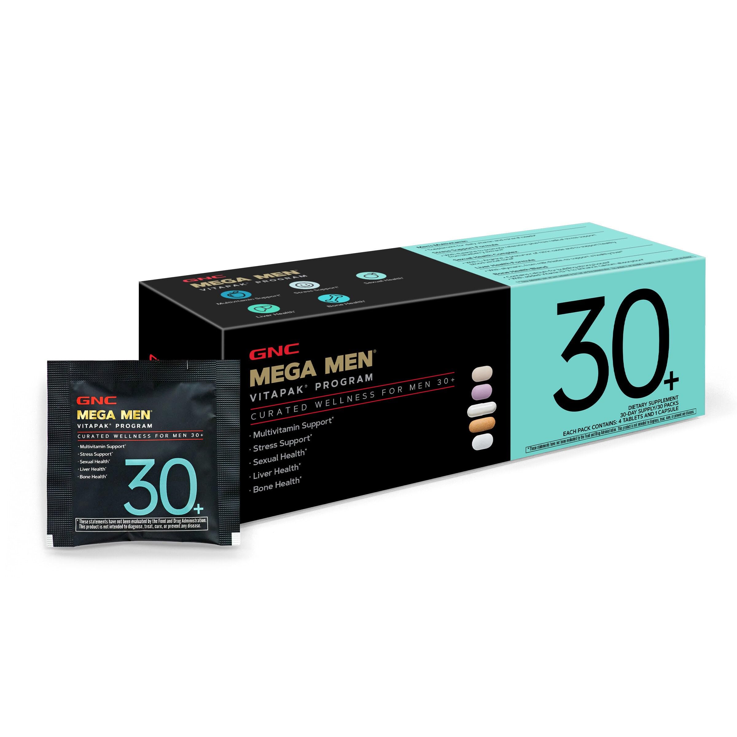 GNC Men's 30+ Vitapak Program | 5-in-1 Daily Multivitamins and Minerals | Supports Healthy Bones and Stress Relief | 30 Servings GNC uk supplements