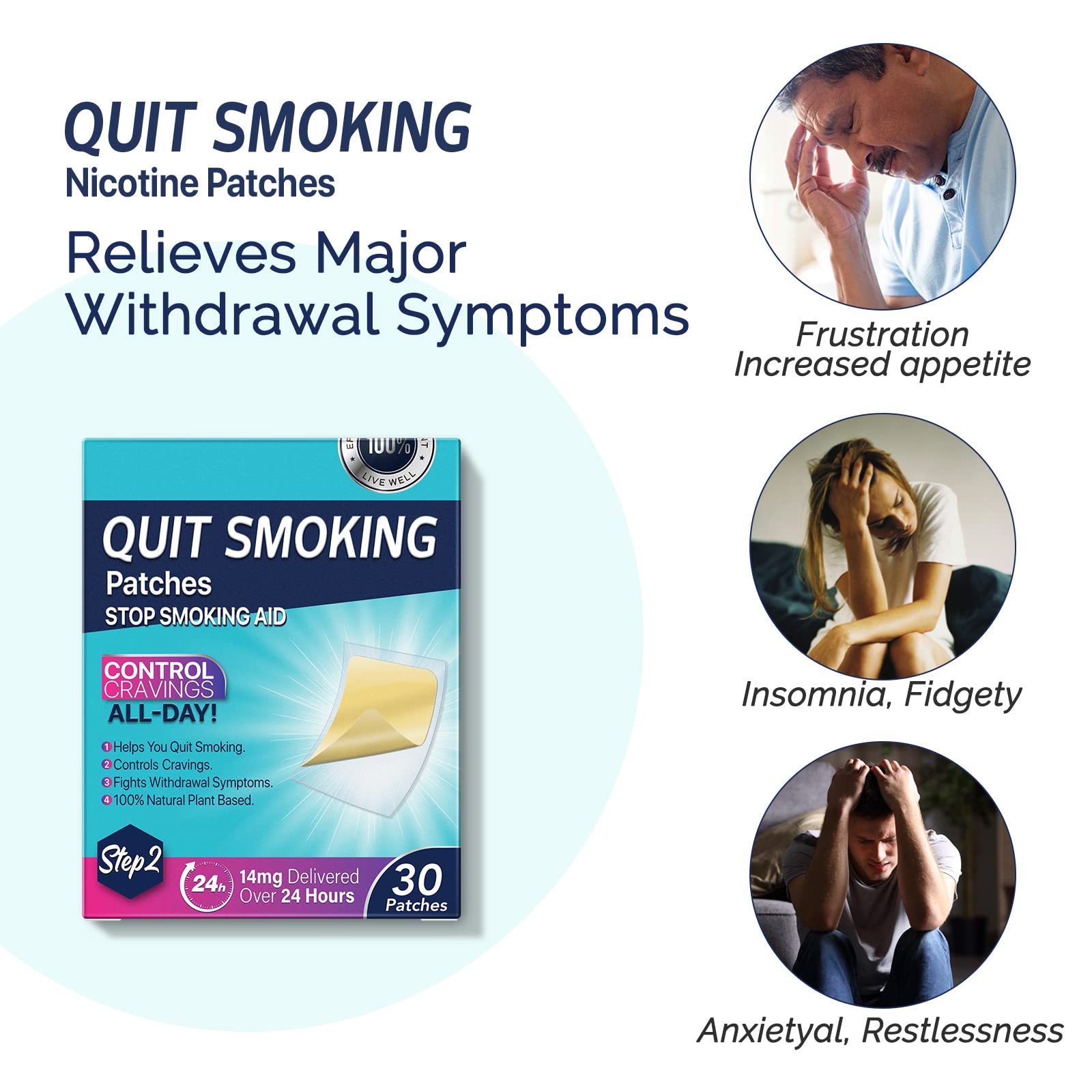 Step 2 Quit Smoking Patches, 14mg Stop Smoking Aids Patches, 30 Count Quit Smoking Stickers that Work with 2 Weeks, Helping Quit Patch, Easy & Effective Anti-Stickers NenMaoKeNu uk supplements