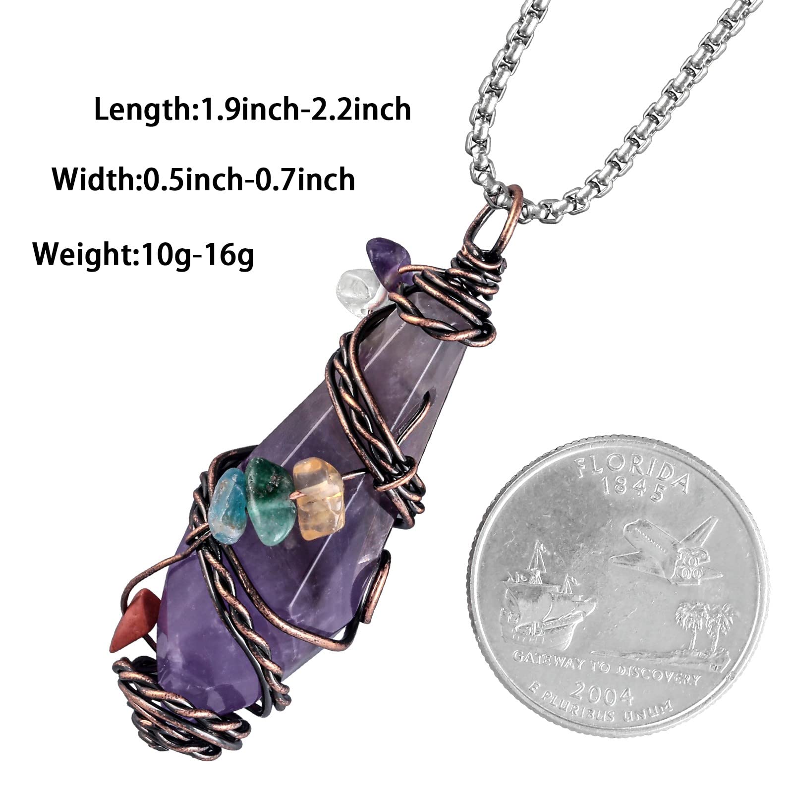 Nupuyai Wire Wrapped 7 Chakra Crystal Stone Pendant Necklace for Women Men, Handmade Faceted Nupuyai uk supplements