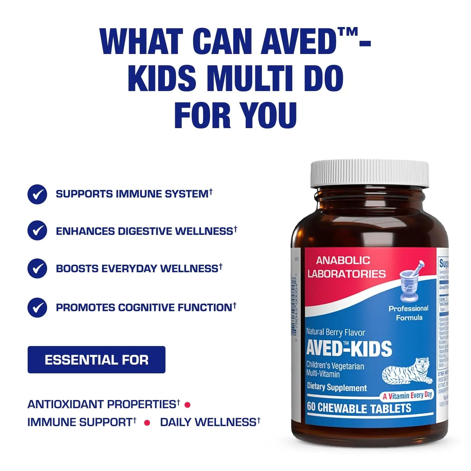 25-in-1 Kids Chewable Multivitamin - Clinically Formulated Kids Multivitamin with Iron Magnesium Vitamins A B Complex C D E Antioxidant Rich Fruit Extracts & More Anabolic Laboratories uk supplements