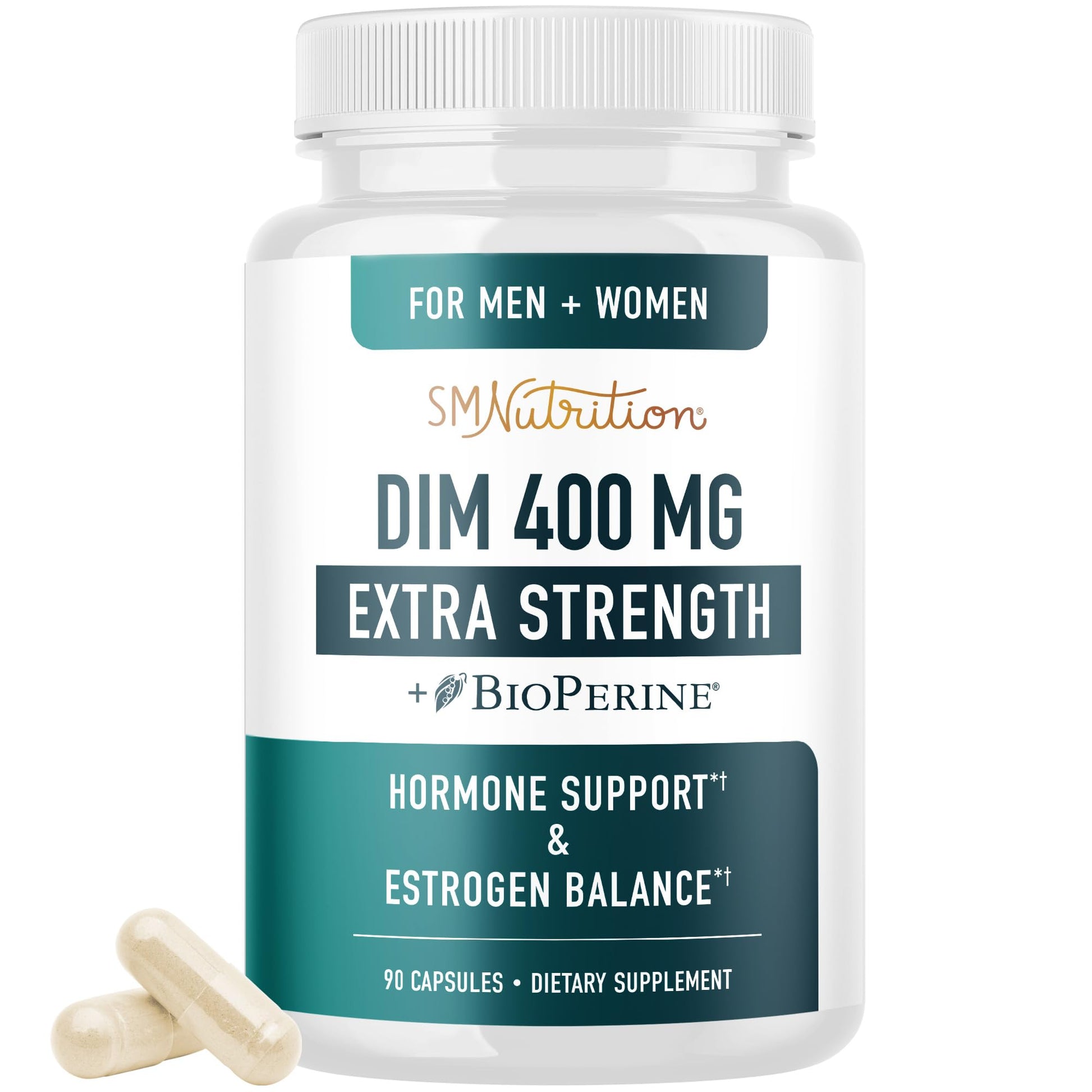 DIM Supplement 400MG Extra Strength | Hormone Balance for Men and Women | Menopause, Acne, Hot Flashes Relief, Prostate Support & Antioxidant Support | Soy-Free, Gluten-Free | SMNutrition | 90 Ct. SMNutrition uk supplements