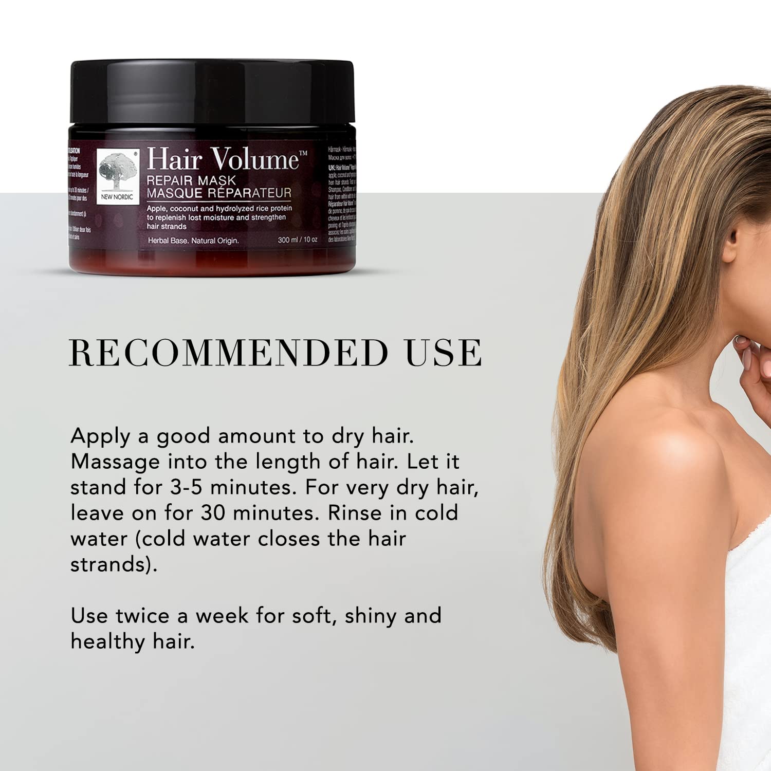 NEW NORDIC Hair Volume Repair Mask for Dry Damaged Hair & Natural Growth, Rebuild Moisture Balance, Volumize & Strengthen, 10 oz NEW NORDIC uk supplements