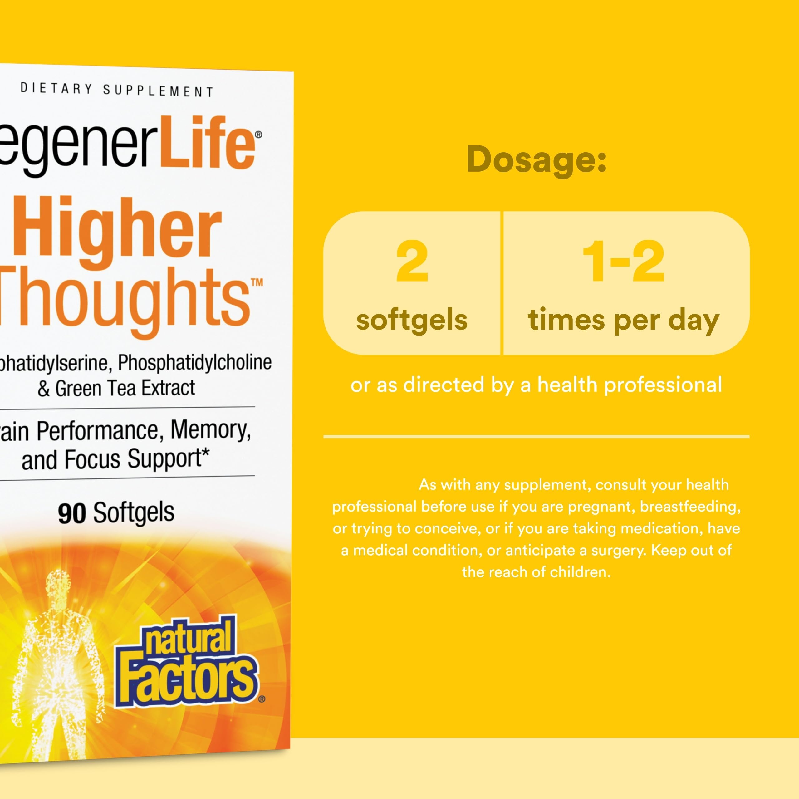 Natural Factors Higher Thoughts - Supports Cognitive & Cardiovascular Health* - Fish Oil, Fatty Acids, EPA, DHA & More - 90 Softgels Natural Factors uk supplements