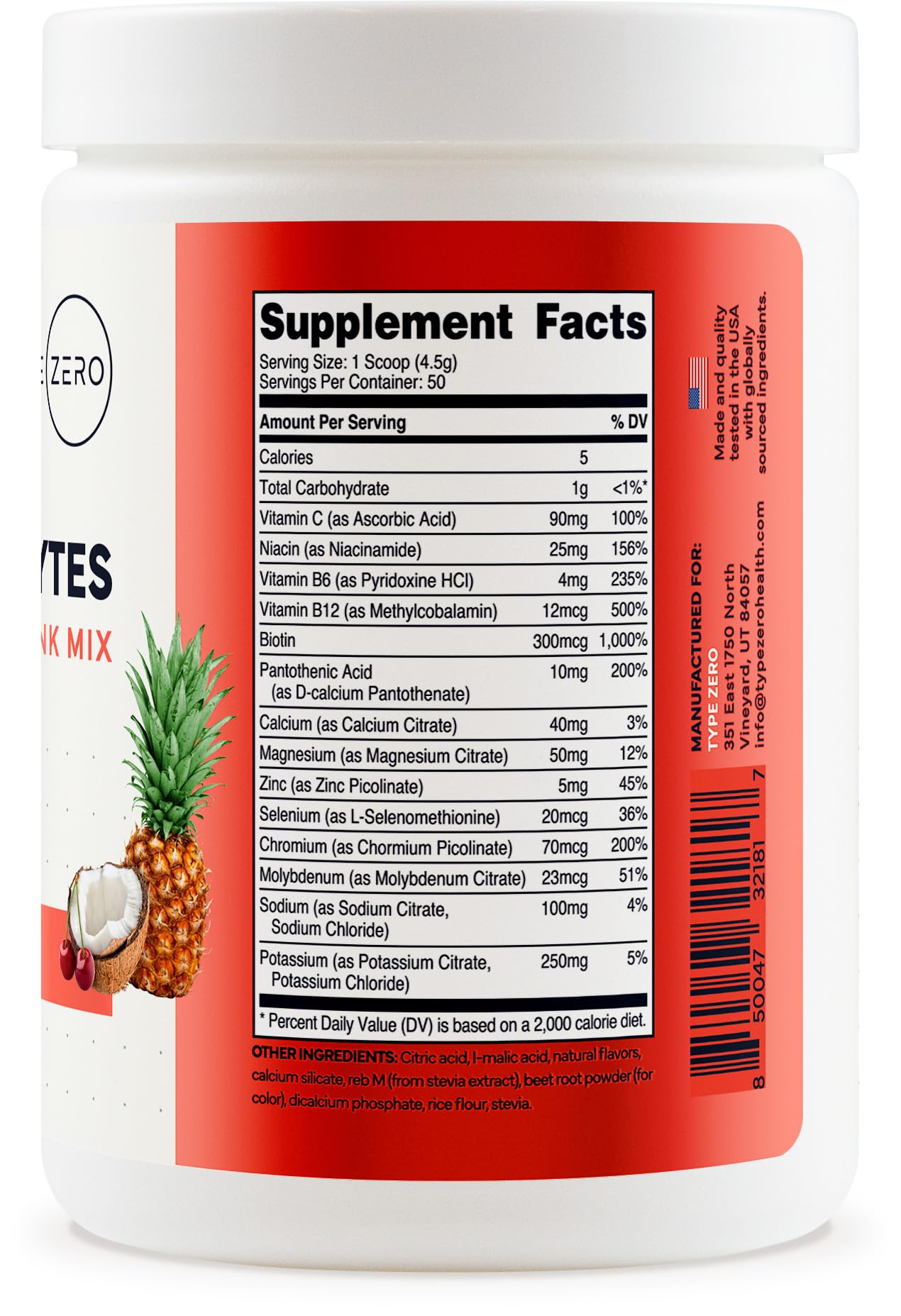 Type Zero Clean Electrolytes Hydration Powder Drink Mix + 14 Essential Vitamins & Minerals - Sugar Free, Zero Artificial Ingredients - Fruit Punch, 50 Servings Type Zero uk supplements