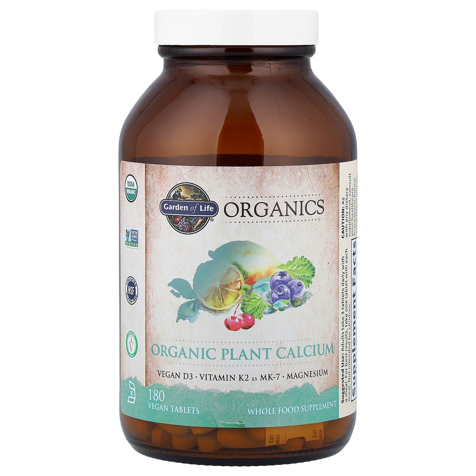 Garden of Life Calcium Supplement with Magnesium & Organic Vitamin D3 K2, Made from Whole Foods, Gluten-Free, 180 Count Garden of Life uk supplements