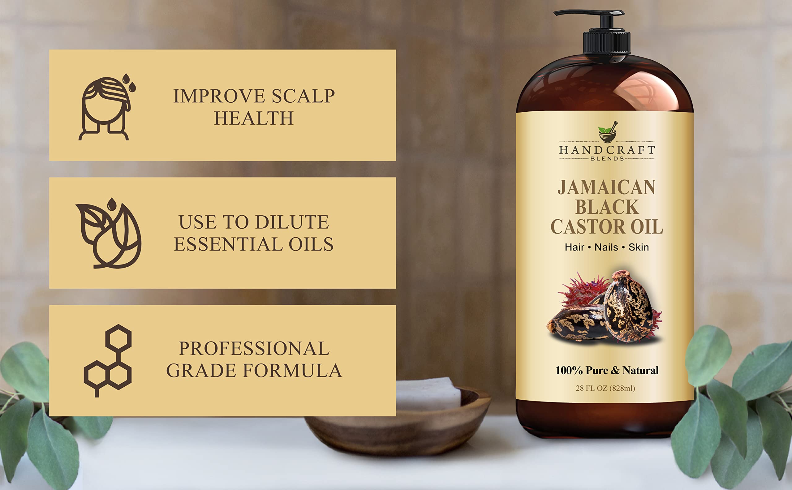 Handcraft Blends Jamaican Black Castor Oil for Hair Growth, Eyelashes and Eyebrows Handcraft Blends uk supplements