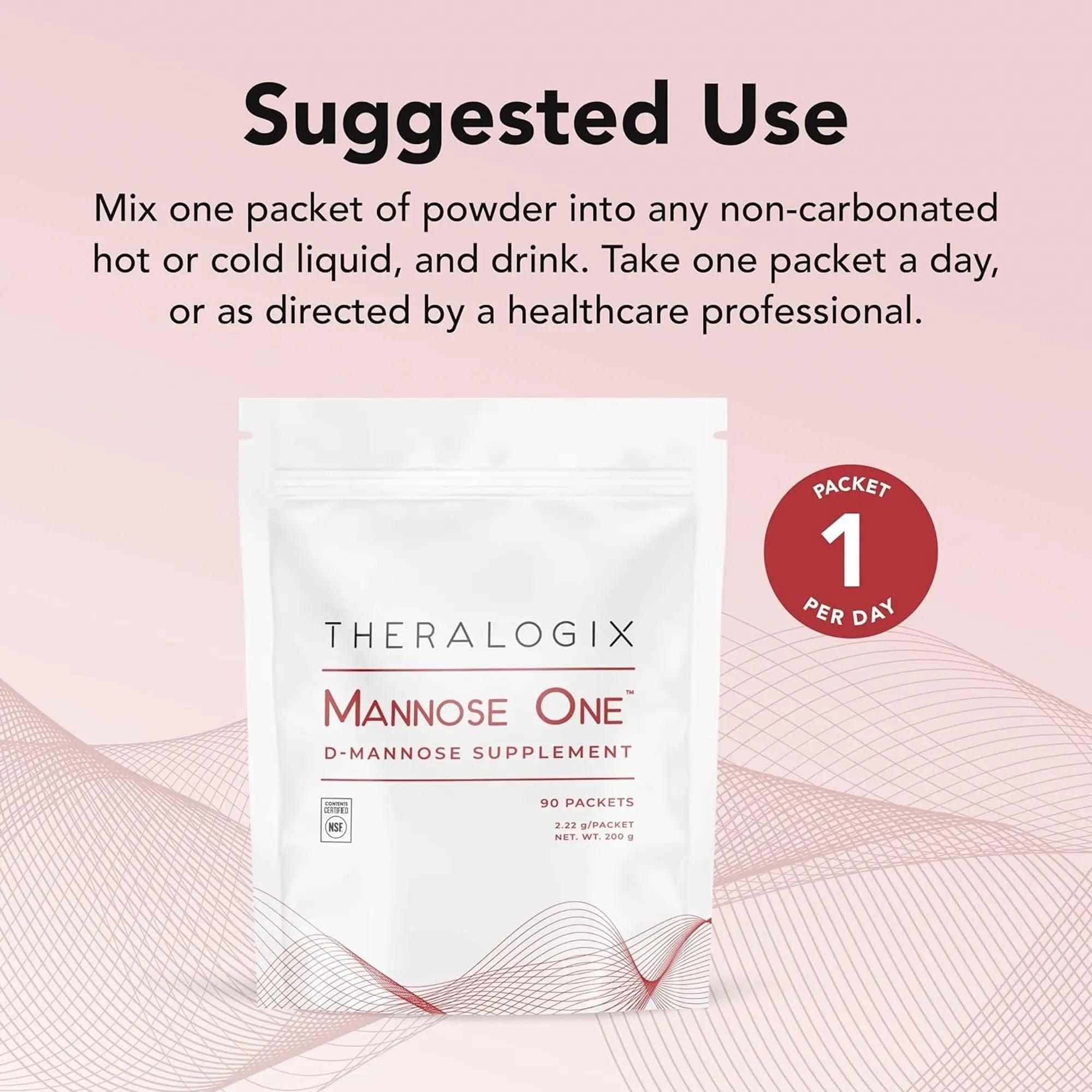 Theralogix Mannose One D-Mannose Powder - 90-Day Supply - Supports Urinary Tract Health with 2,000 mg D-Mannose* - NSF Certified - 90 Packets Theralogix uk supplements