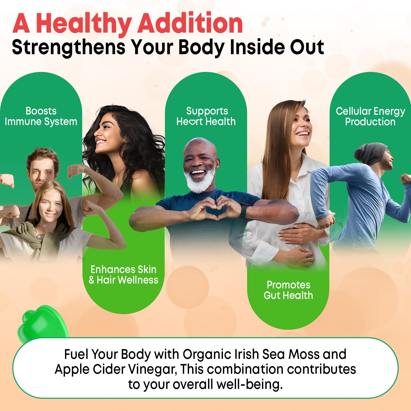 Vazatisi 2 Pack Apple Cider Vinegar Gummies, ACV with Sea Moss Gummies for Metabolism, Digestion, Detox, Gut & Immune Health, Apple Flavored -120 Count Vazatisi uk supplements