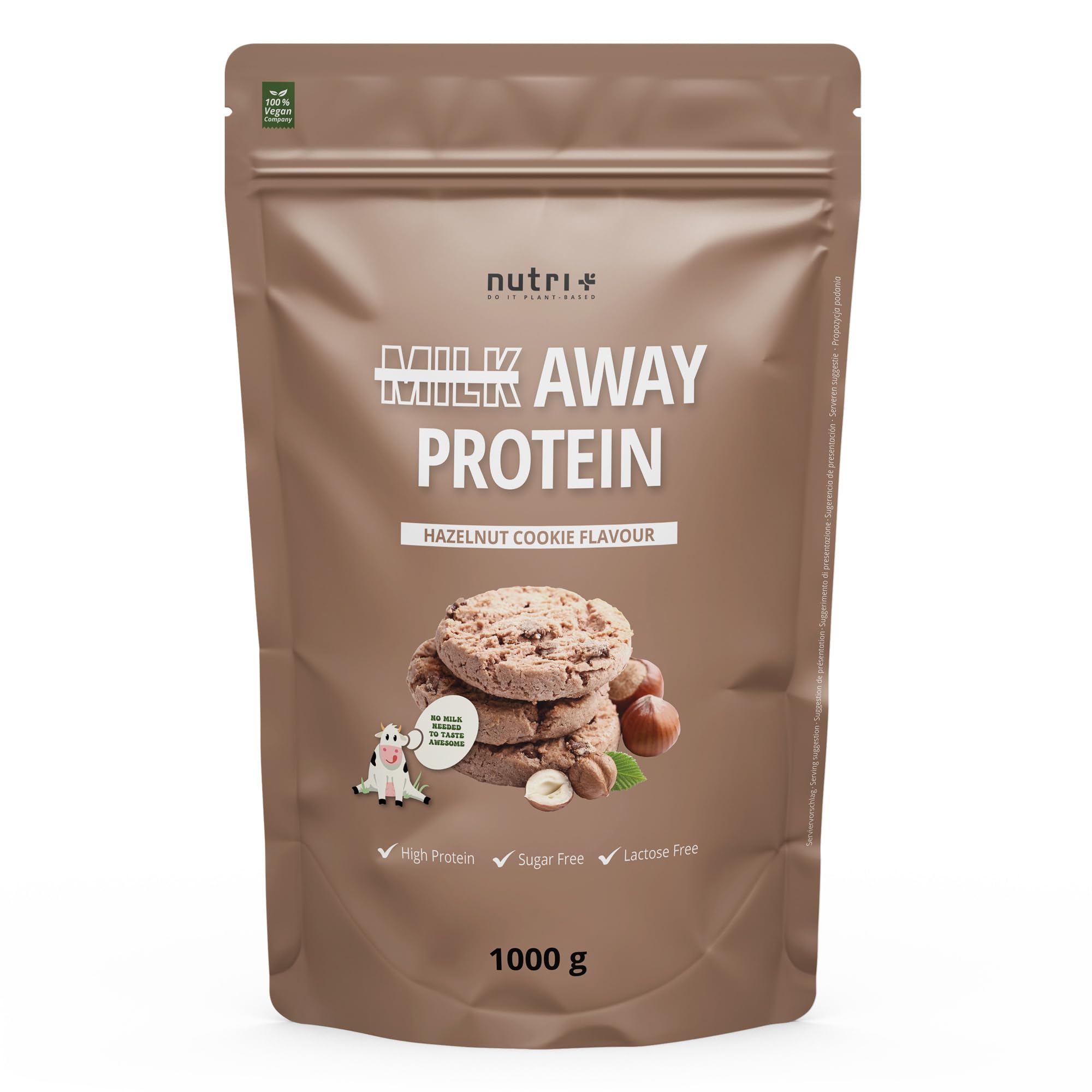 Vegan Protein Powder Hazelnut Cookie - Milk Away Vegan Protein Without Soy 1kg Nutri + uk supplements